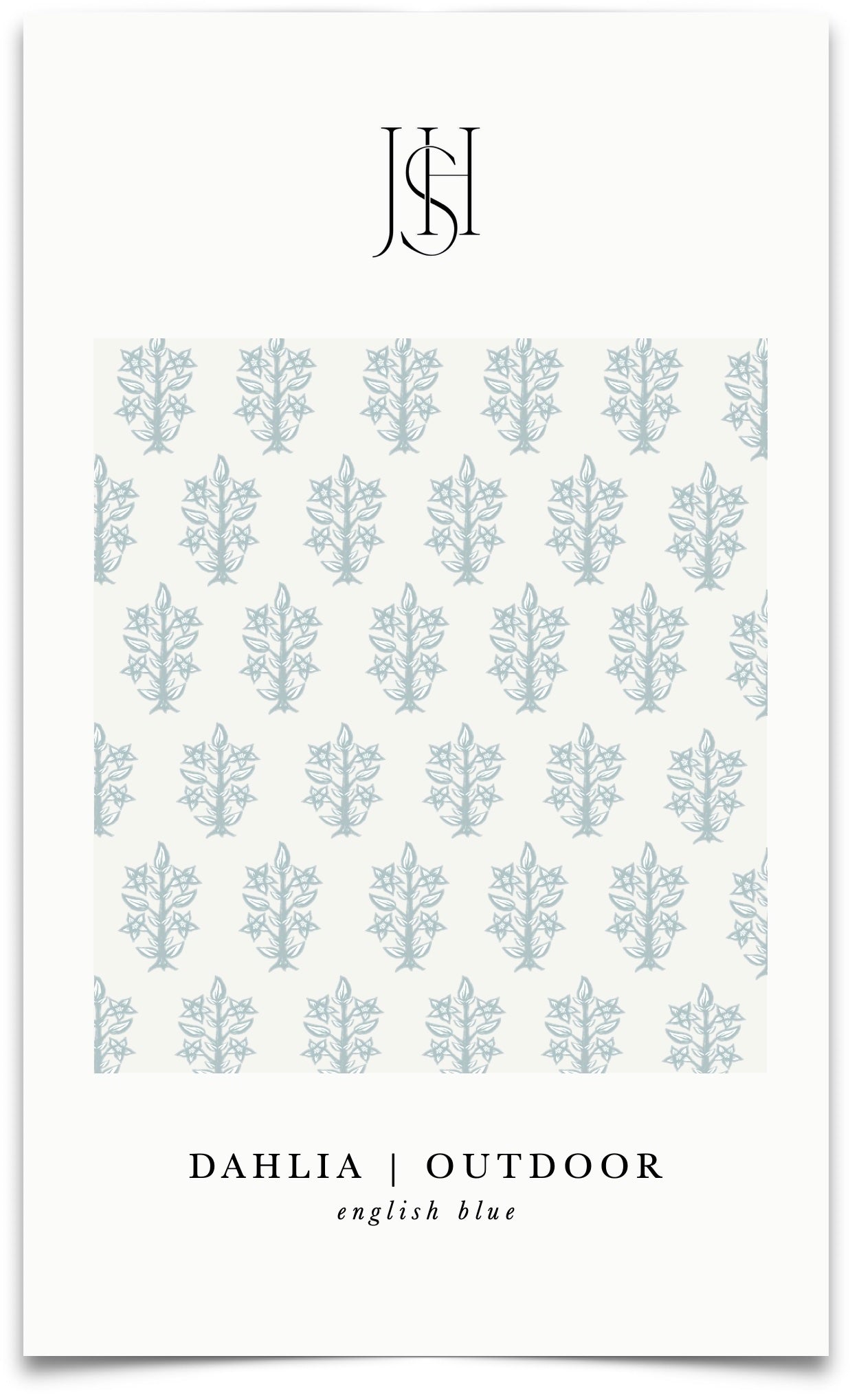 Dahlia in English Blue Outdoor Fabric by the Yard