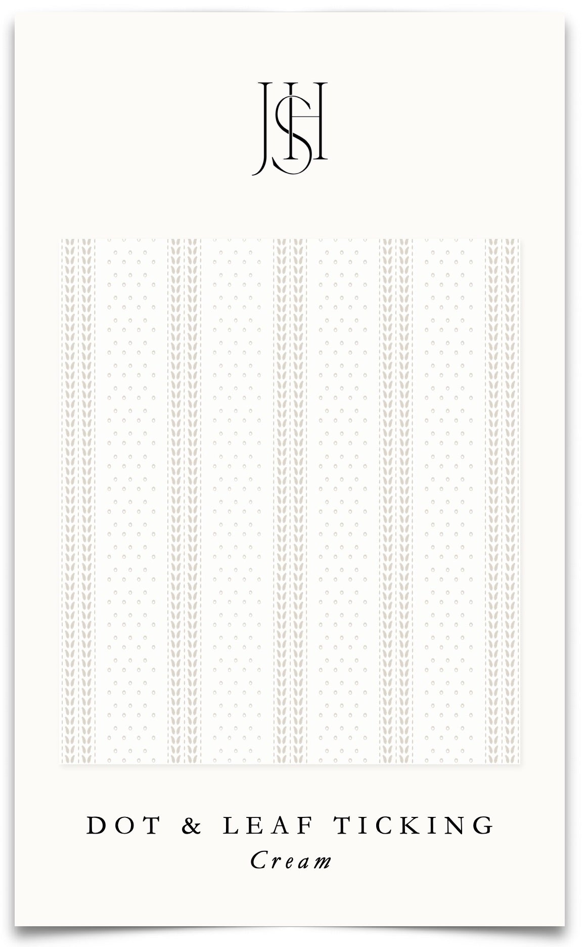 Dot & Leaf Ticking in Cream Fabric by the Yard