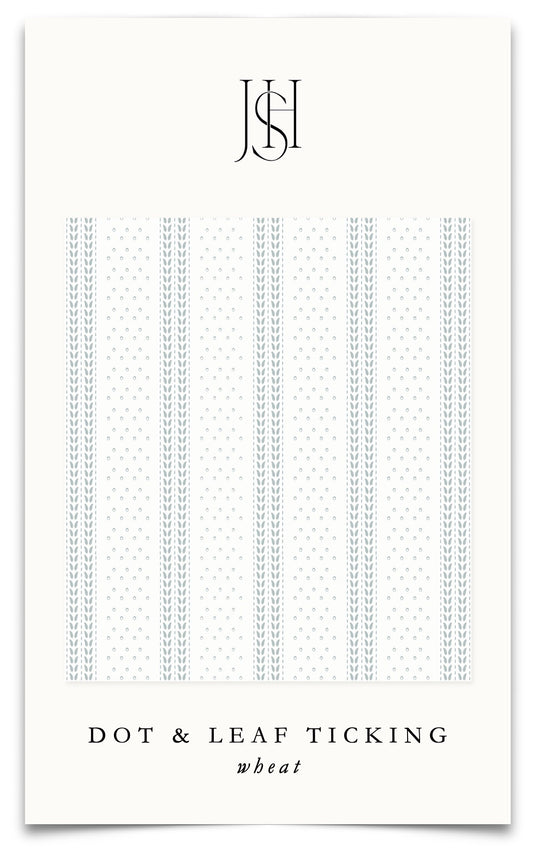 Dot & Leaf Ticking in English Blue Fabric by the Yard