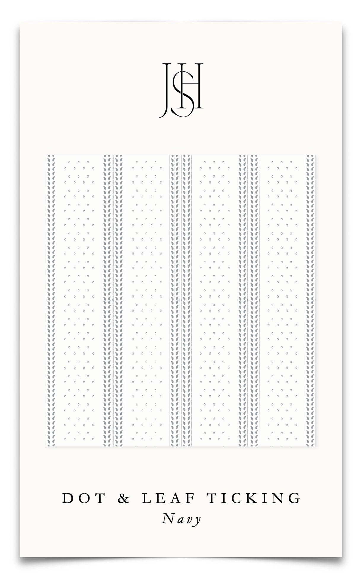 Dot & Leaf Ticking Fabric by the Yard, Navy