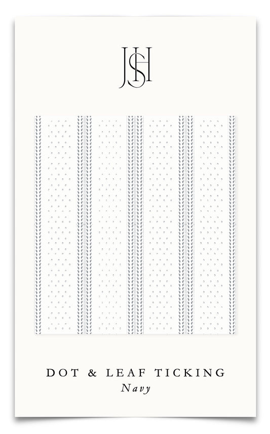 Dot & Leaf Ticking Fabric by the Yard, Navy