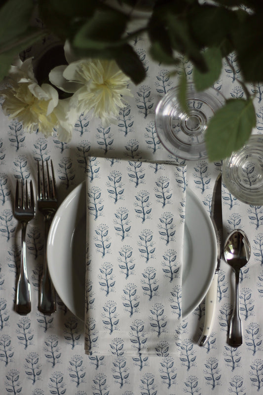 Privet Sprig in Navy Napkins & Table Linens