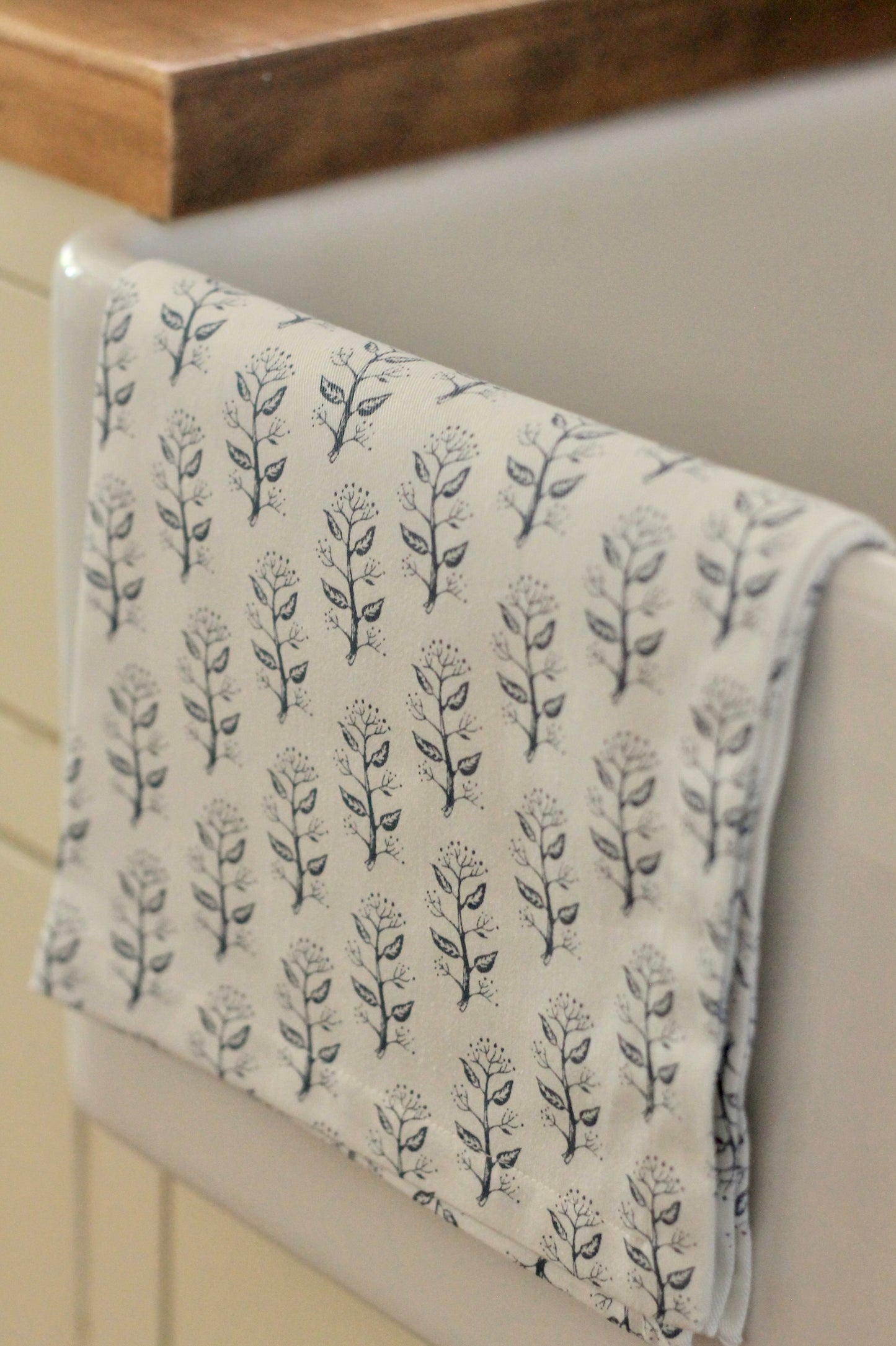 Privet Sprig in Navy Tea Towels