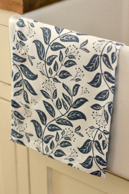 Privet Hedge in Navy Tea Towels