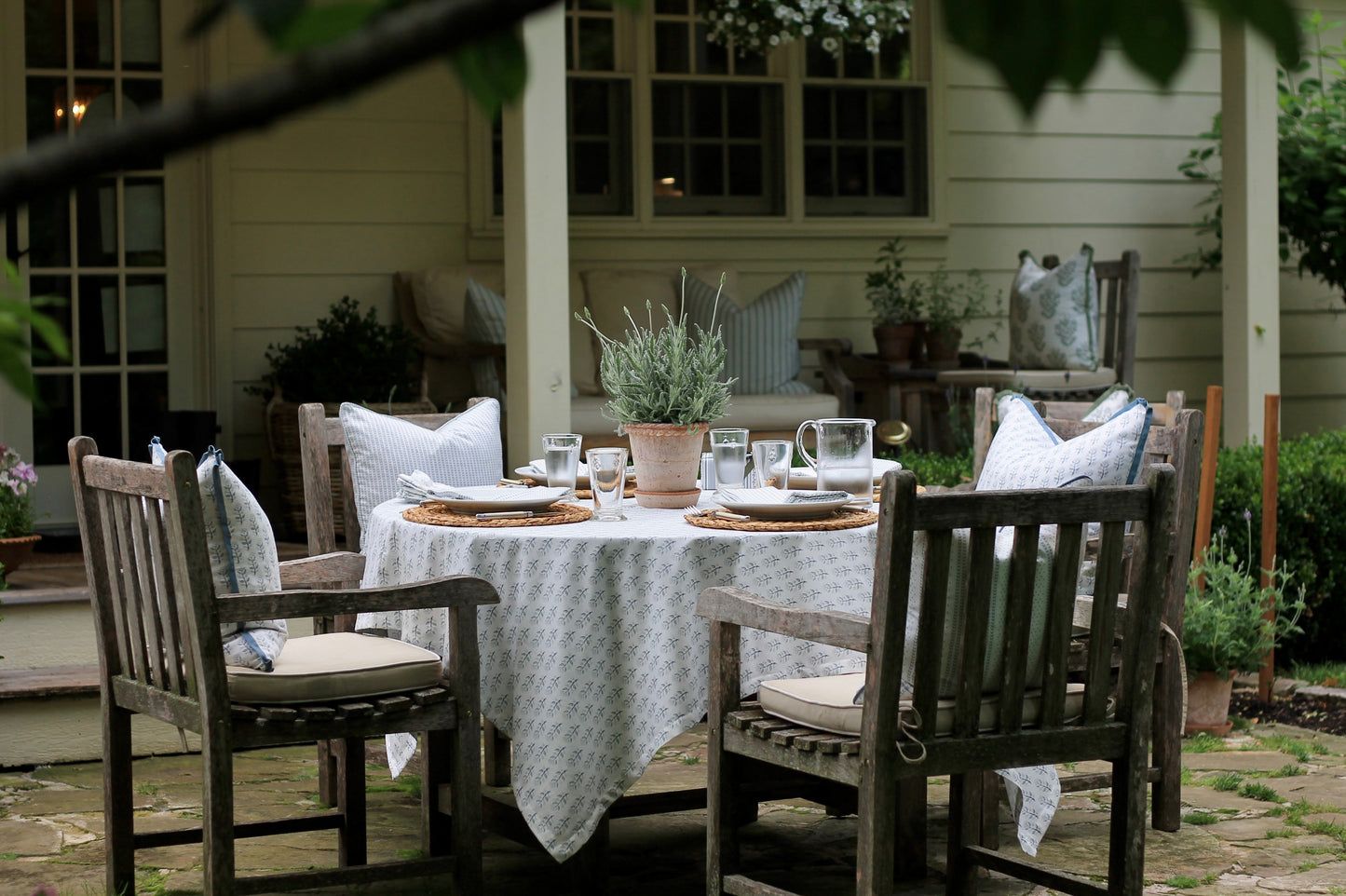 Privet Sprig in Navy Napkins & Table Linens
