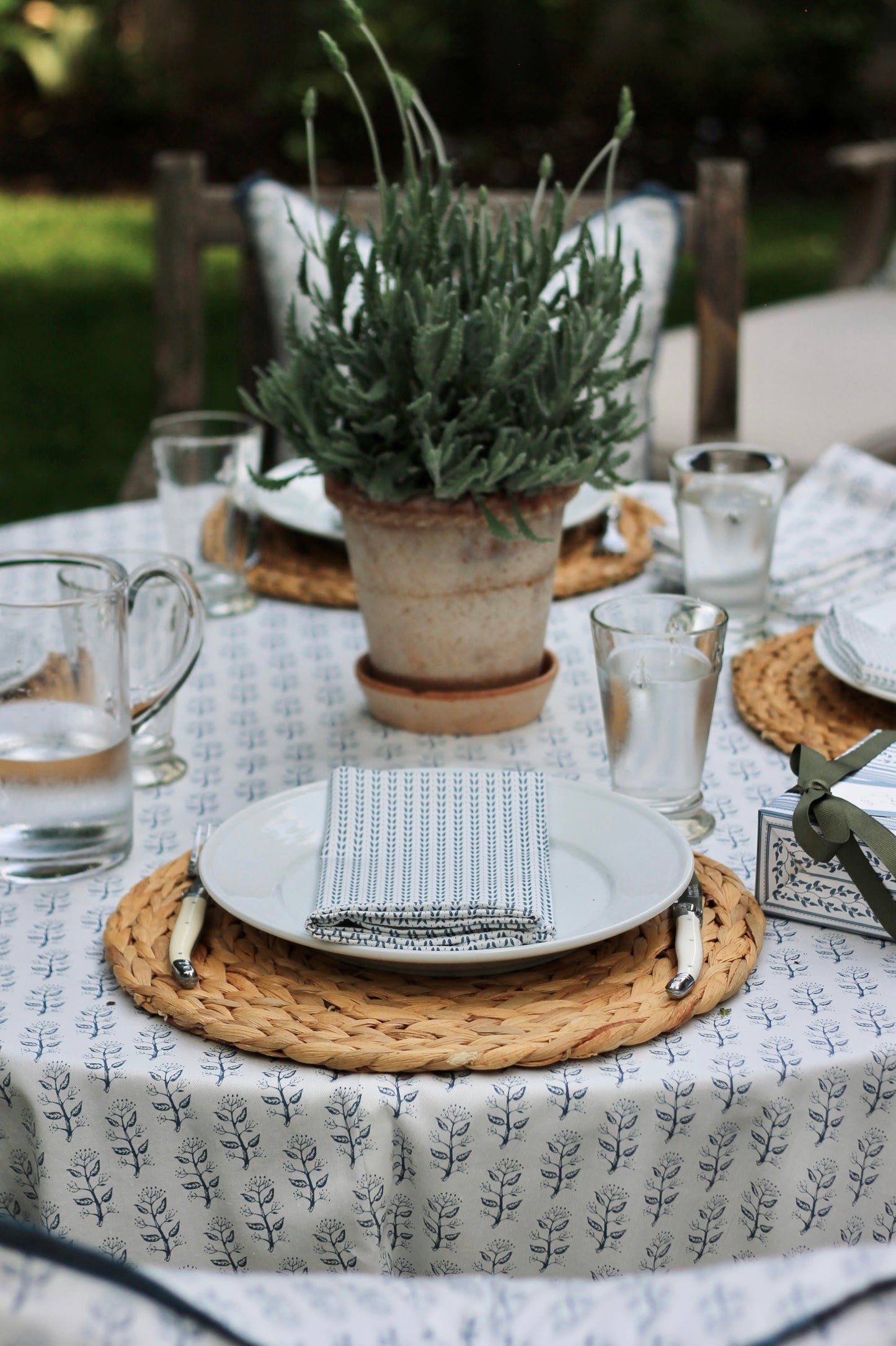 Dot & Leaf in Navy Napkins & Table Linens