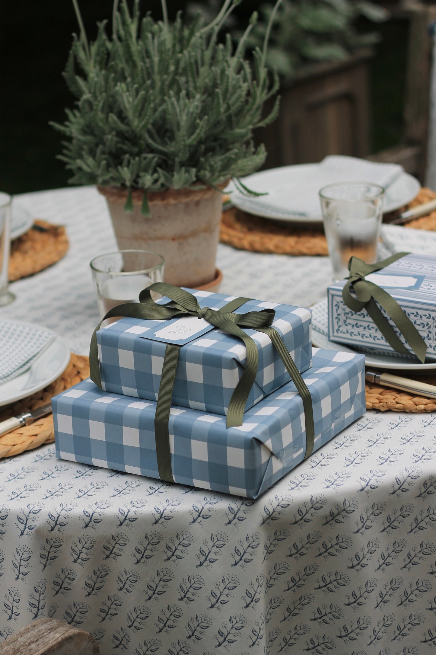Privet Sprig in Navy Napkins & Table Linens