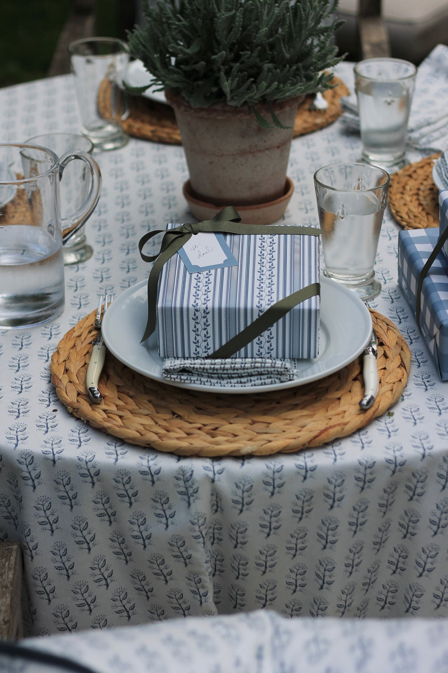 Dot & Leaf in Navy Napkins & Table Linens