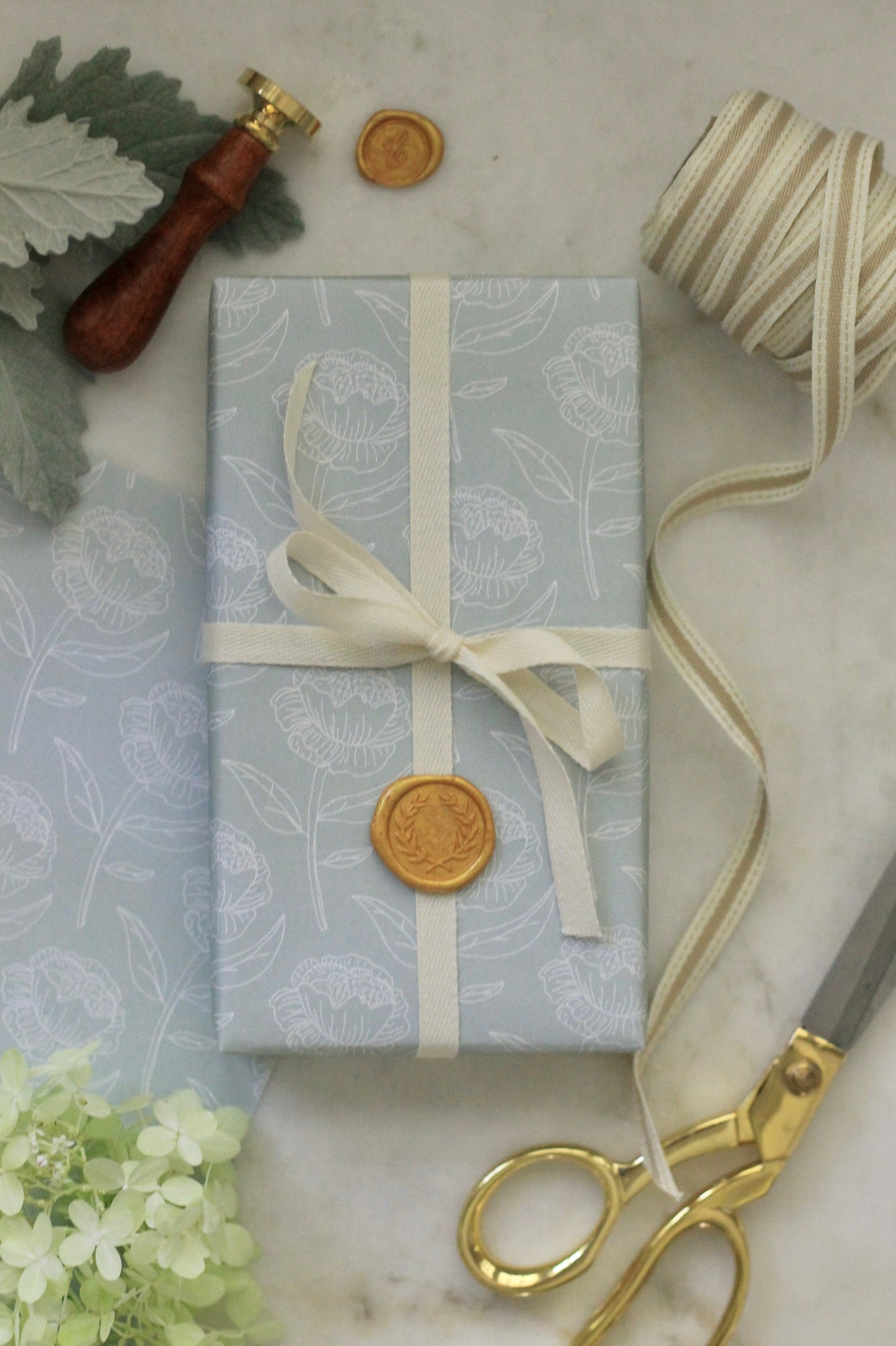 EH Wrapping Paper - Peony, Sage