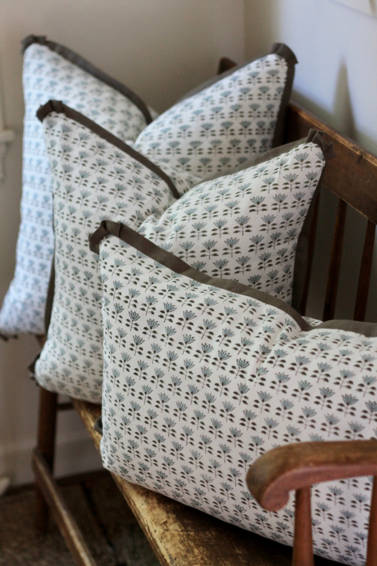 Mone' Pillow Covers | 3 Sizes, English Blue & Walnut