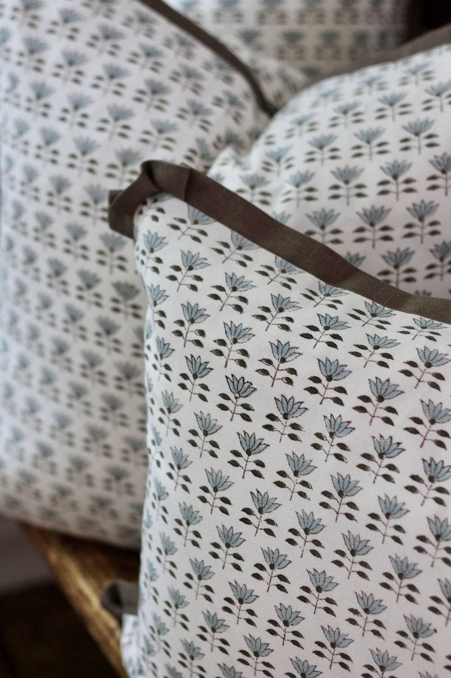 Mone' Pillow Covers | 3 Sizes, English Blue & Walnut