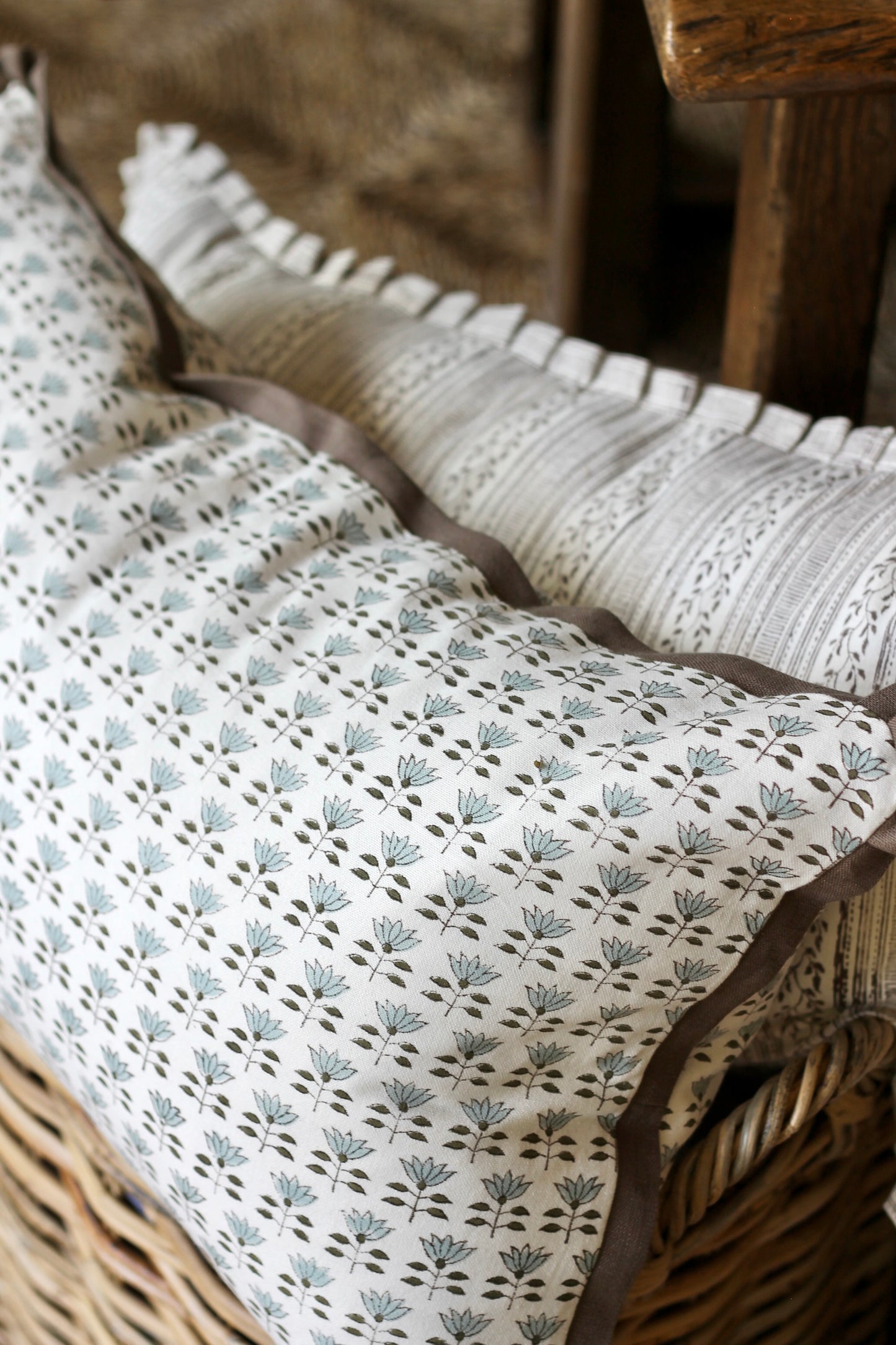 Mone' Pillow Covers | 3 Sizes, English Blue & Walnut