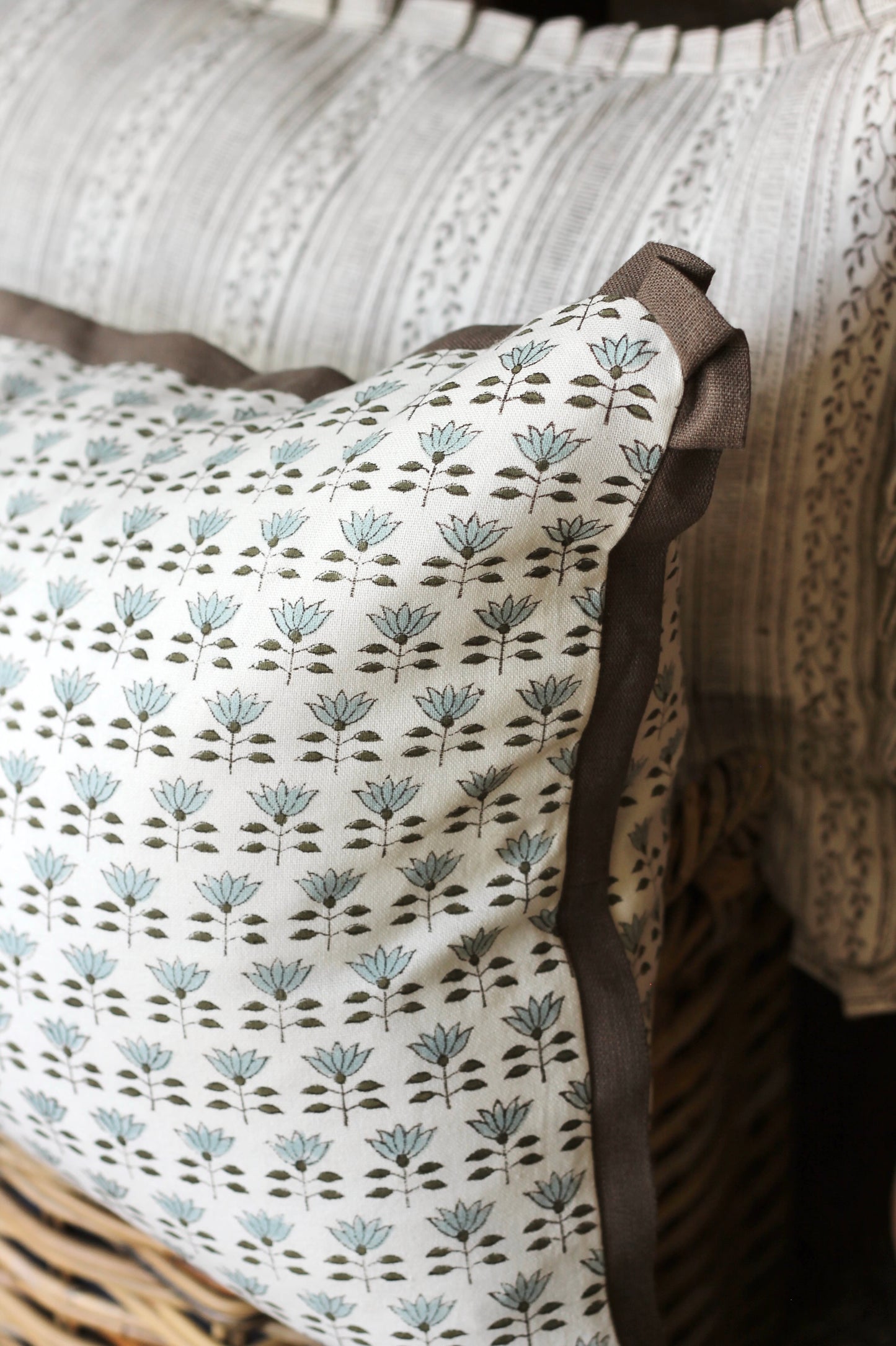Mone' Pillow Covers | 3 Sizes, English Blue & Walnut