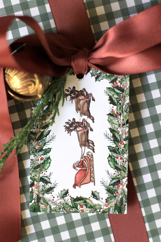 Santa & His Sleigh Large Tags - Set of 10