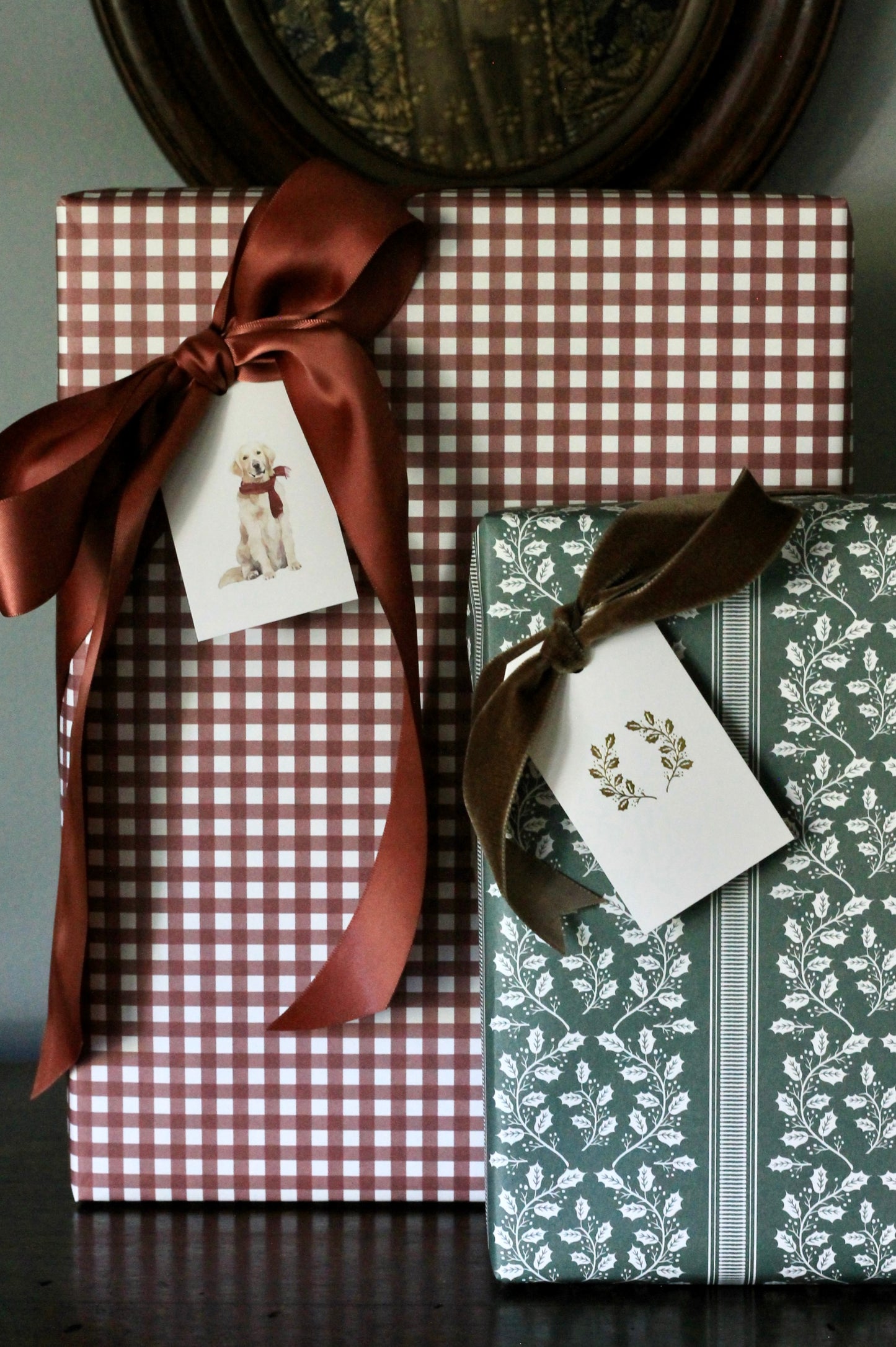 Red Gingham Wrapping Papers - 4 sheets