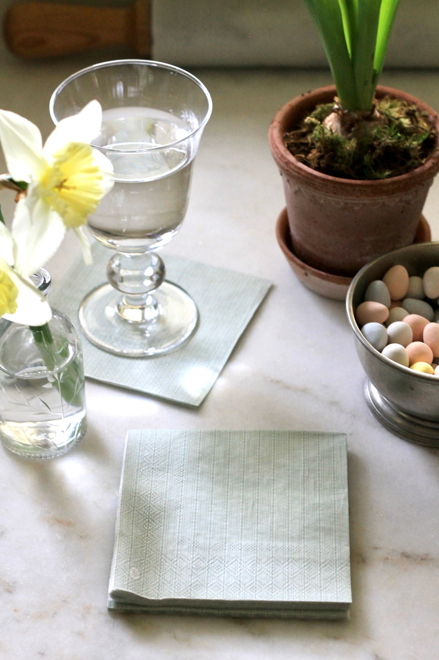 Grosgrain Paper Cocktail Napkins, Light Blue