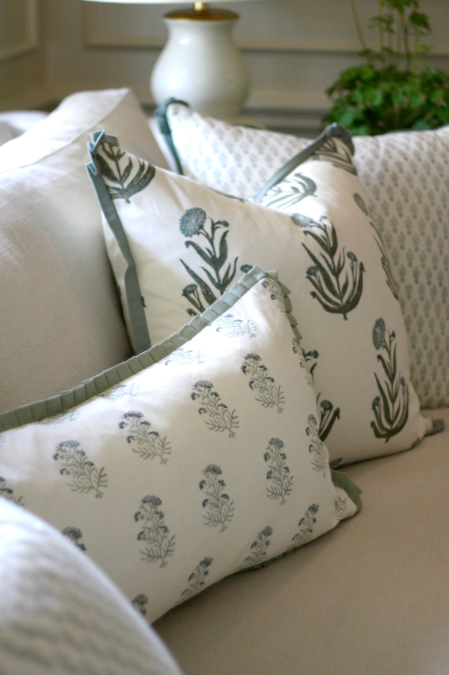 Amanda in Blue Pillow Covers