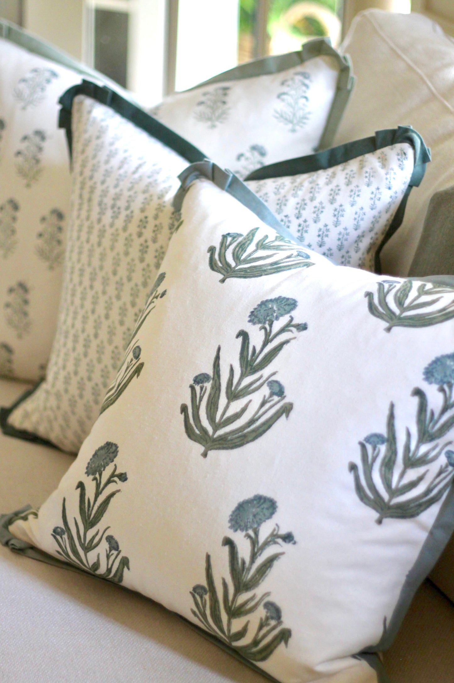 Amanda in Blue Pillow Covers