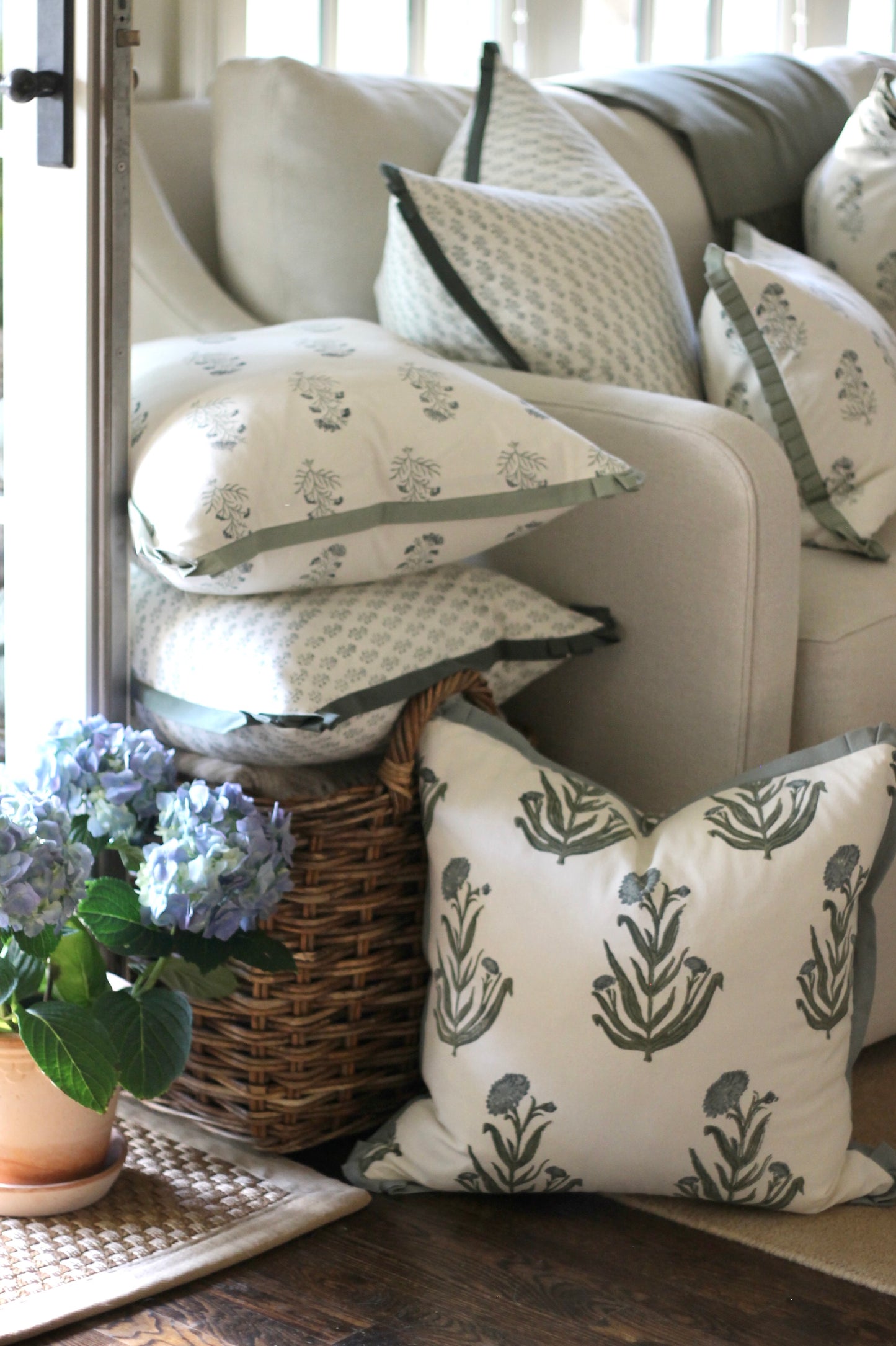 Amanda in Blue Pillow Covers