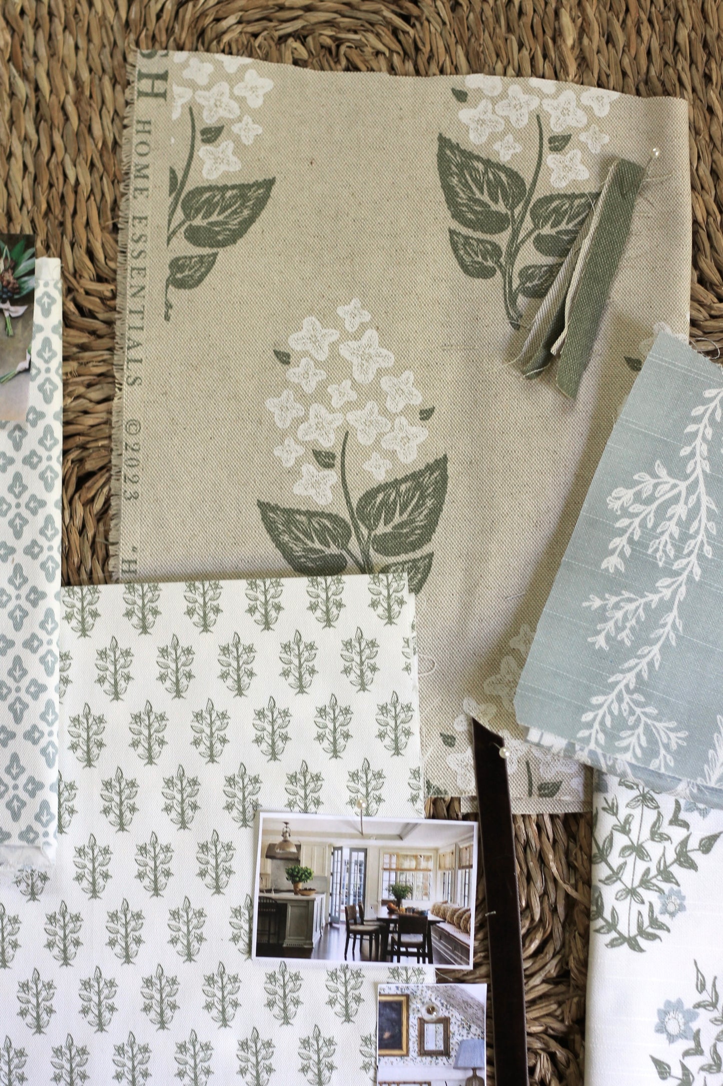 Linen Hydrangea Fabric by the Yard