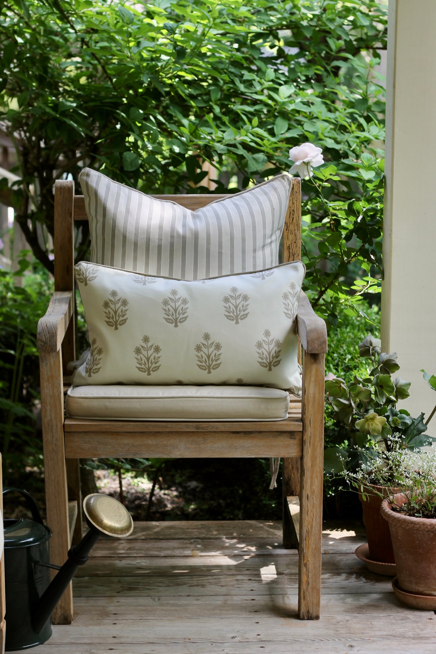 Outdoor JSH Stripe Pillow Covers in Wheat | 3 Sizes