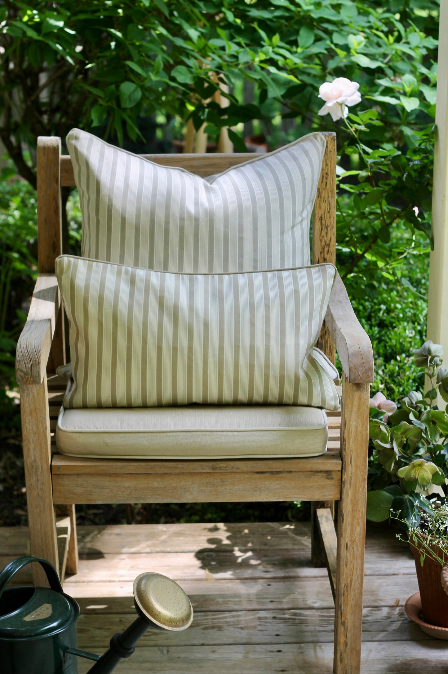 Outdoor JSH Stripe Pillow Covers in Wheat | 3 Sizes