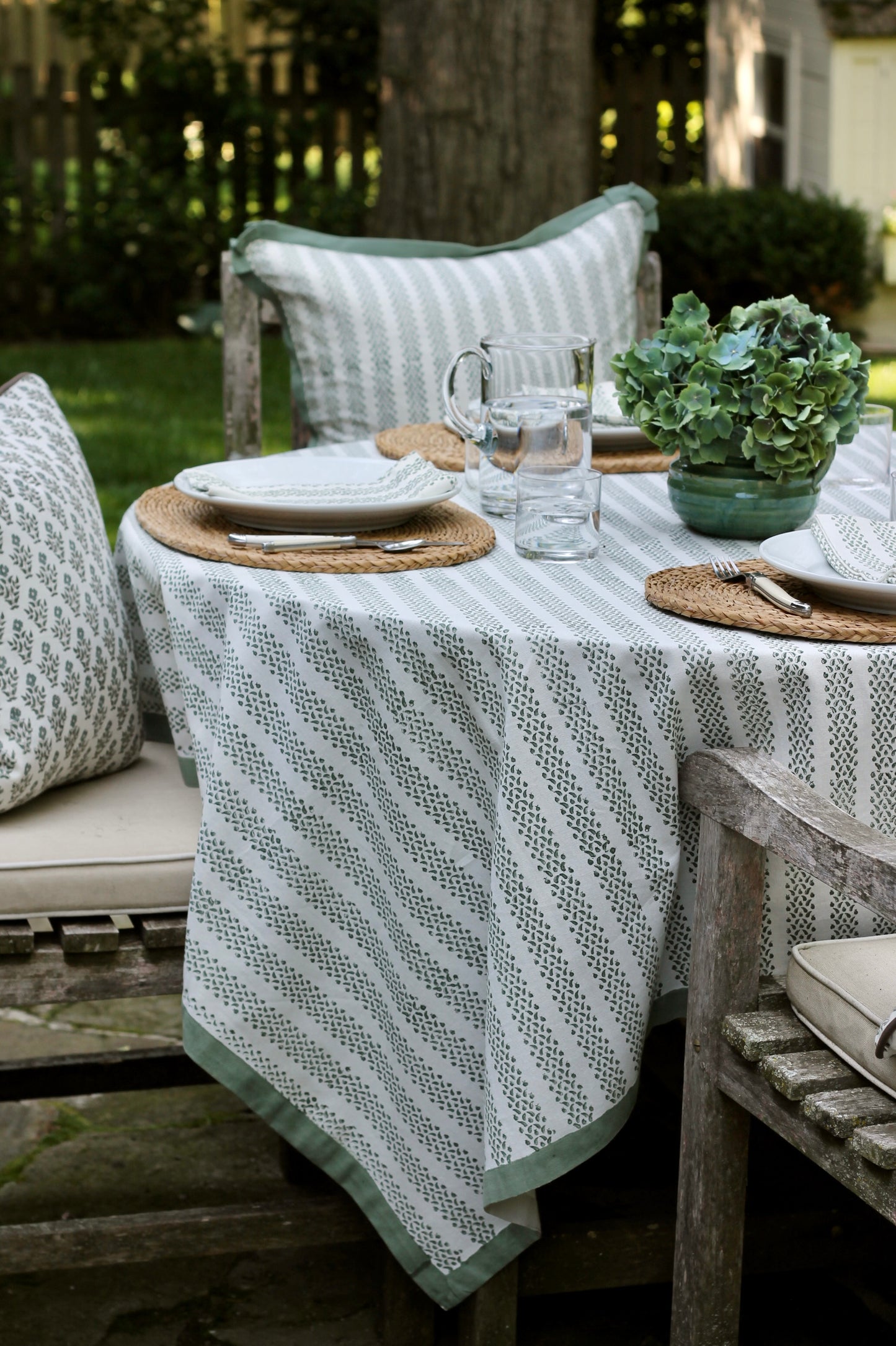Berry Stripe Tablecloths, Green