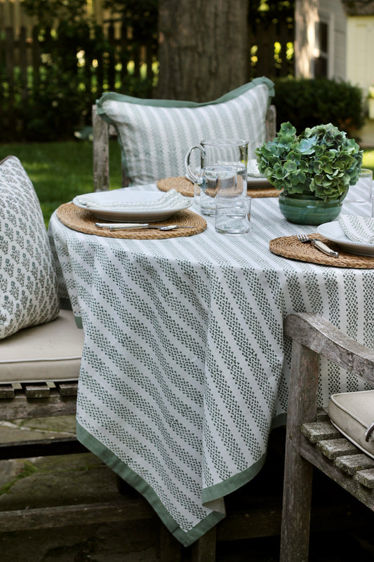 Berry Stripe Tablecloths, Green