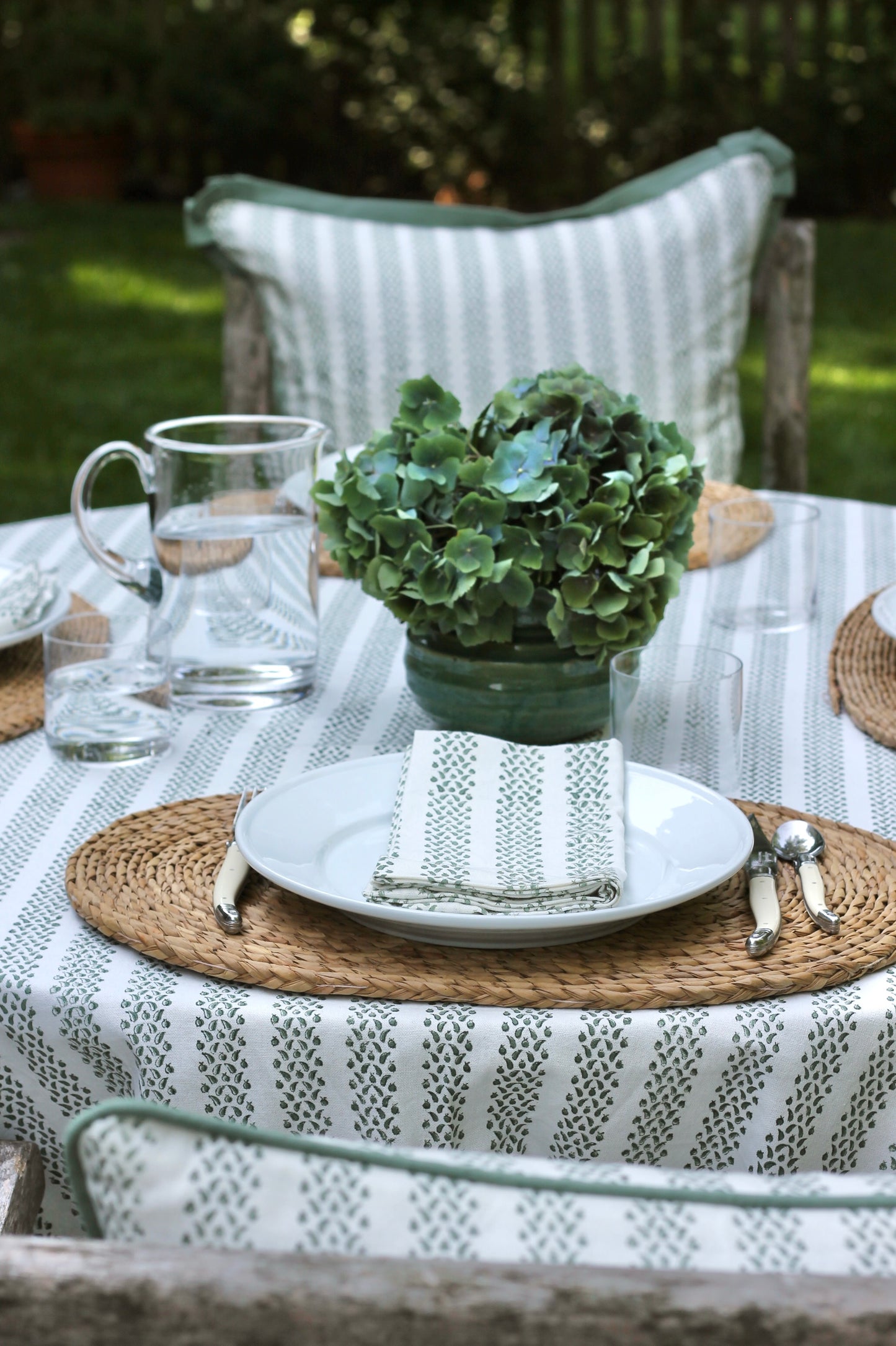 Berry Stripe Tablecloths, Green