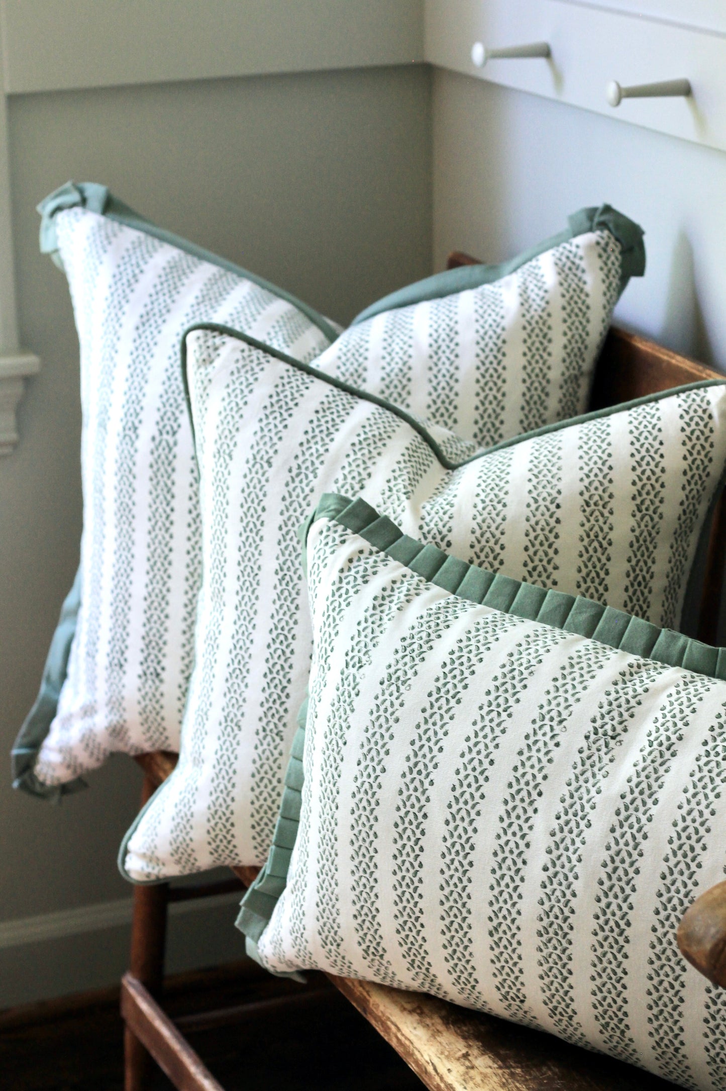Berry Stripe Pillow Covers, Green | 3 sizes