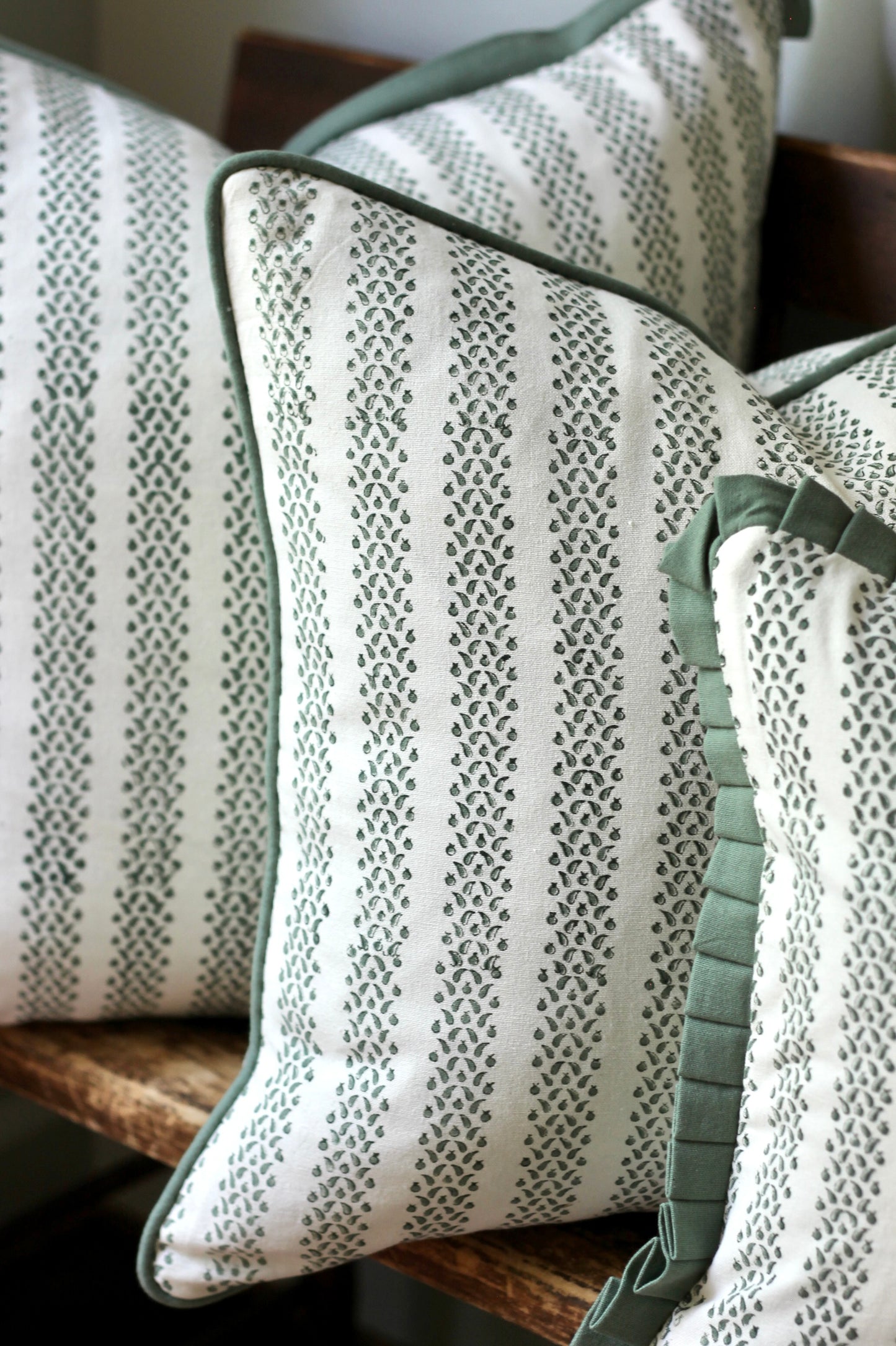 Berry Stripe Pillow Covers, Green | 3 sizes