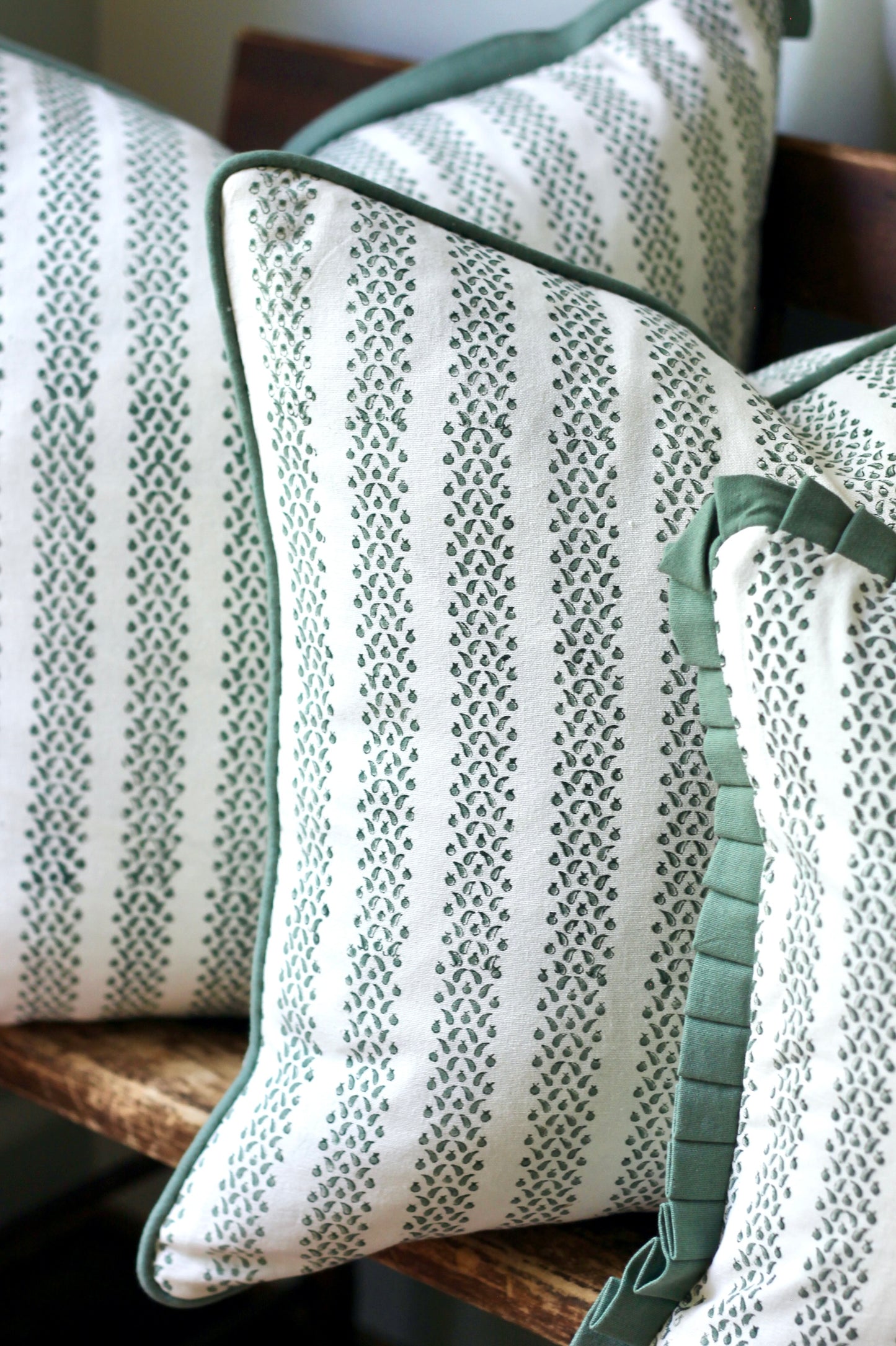 Berry Stripe Pillow Covers, Green | 3 sizes