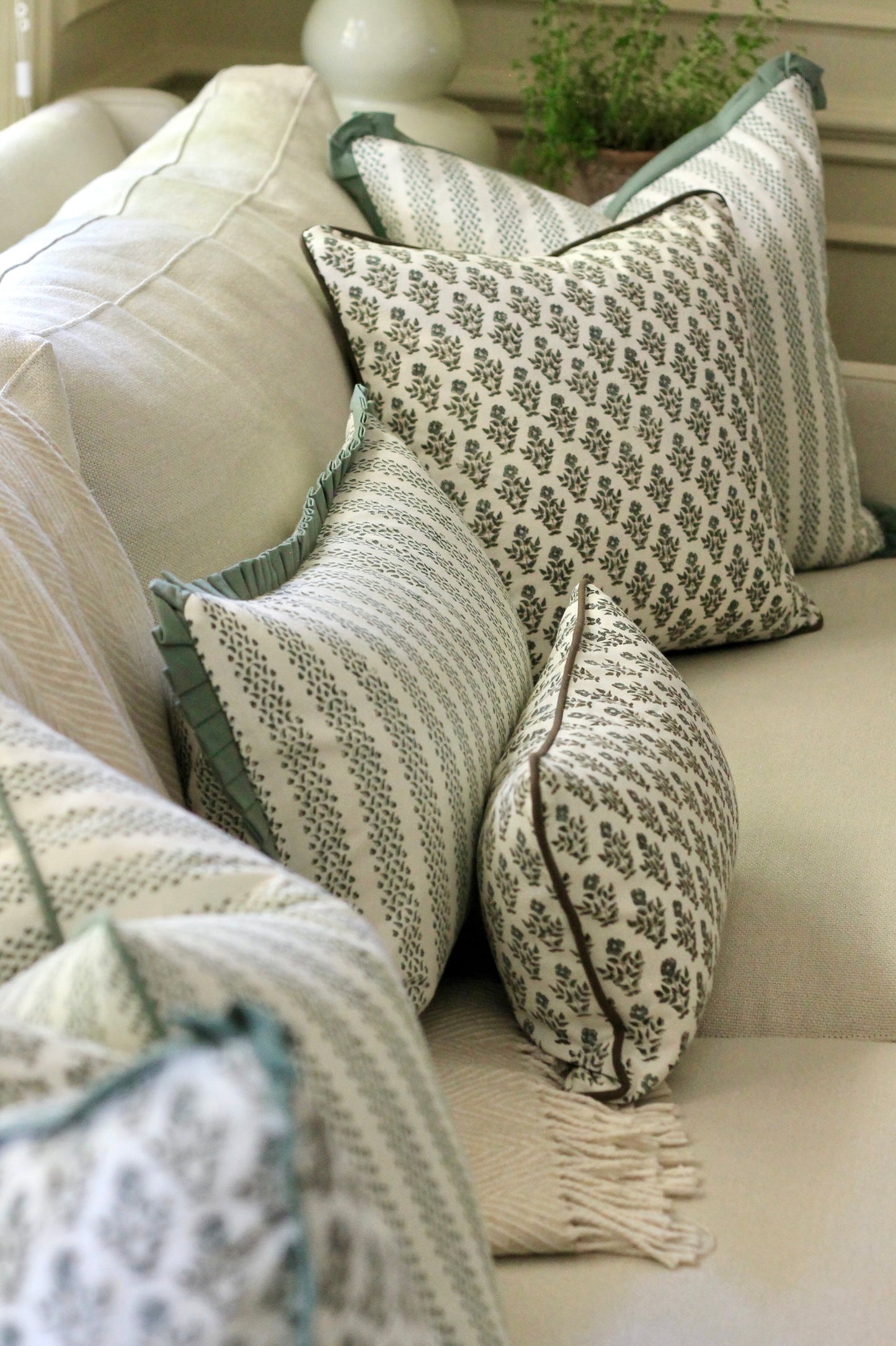 Carie Pillow Covers with Walnut Piping | 3 sizes