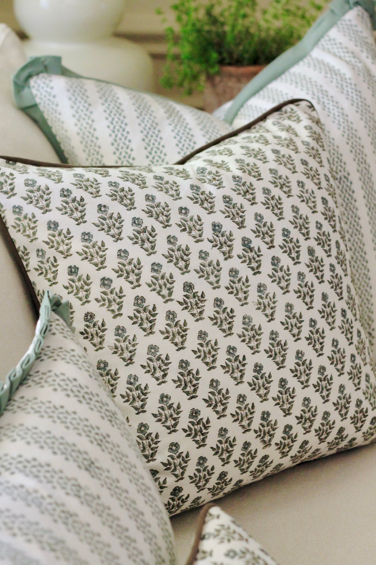 Carie Pillow Covers with Walnut Piping | 3 sizes
