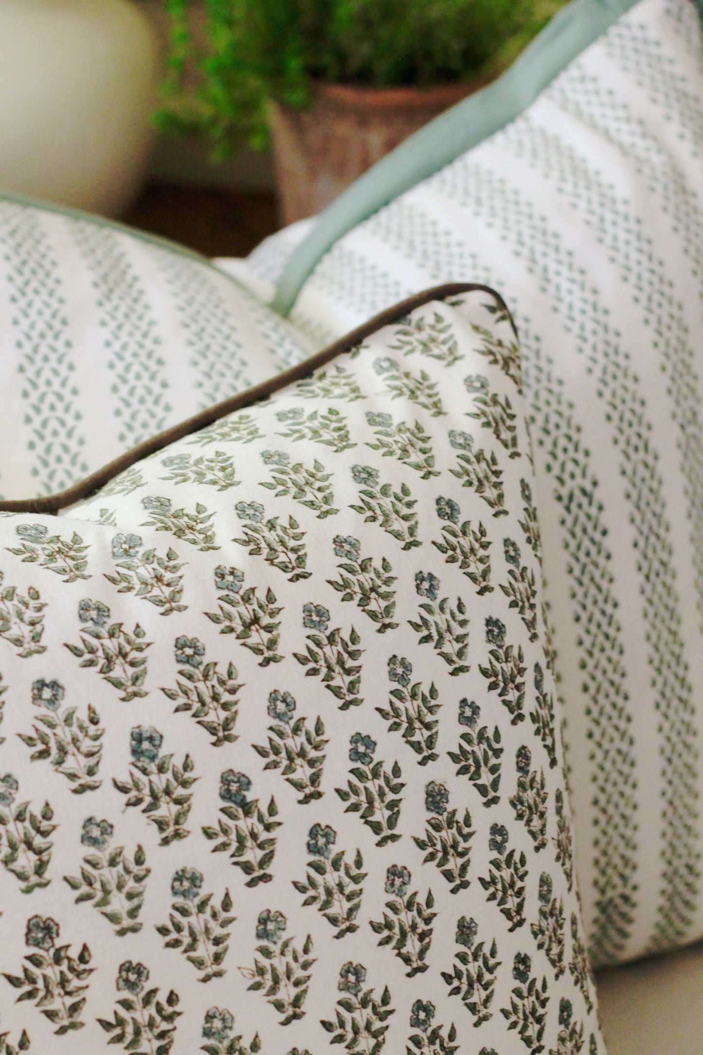 Carie Pillow Covers with Walnut Piping | 3 sizes