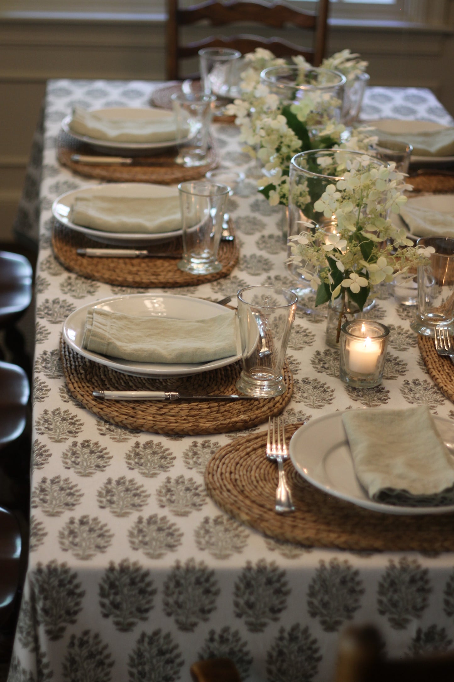 Hydrangea Tablecloths, Slate, 2 sizes