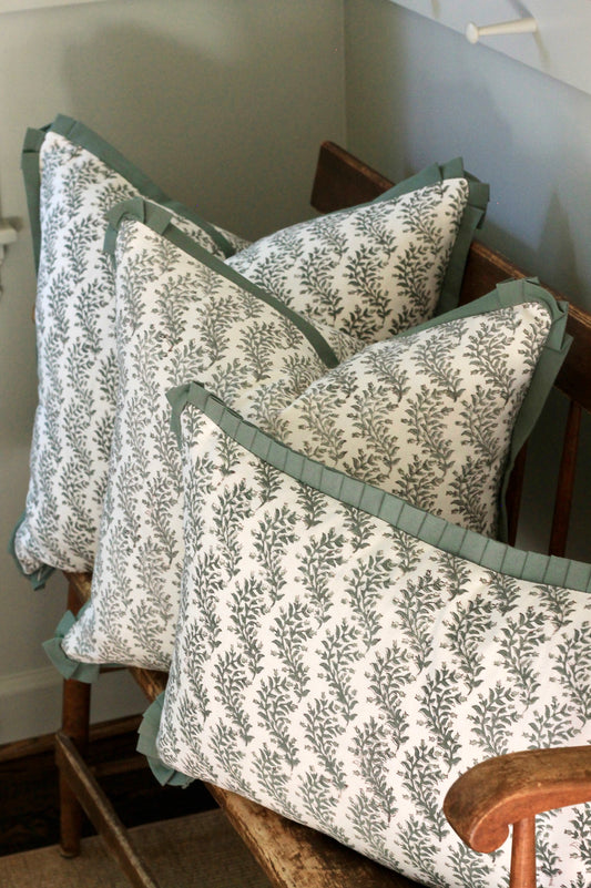 Garland Stripe Pillow Covers with Spruce Flange | 3 sizes
