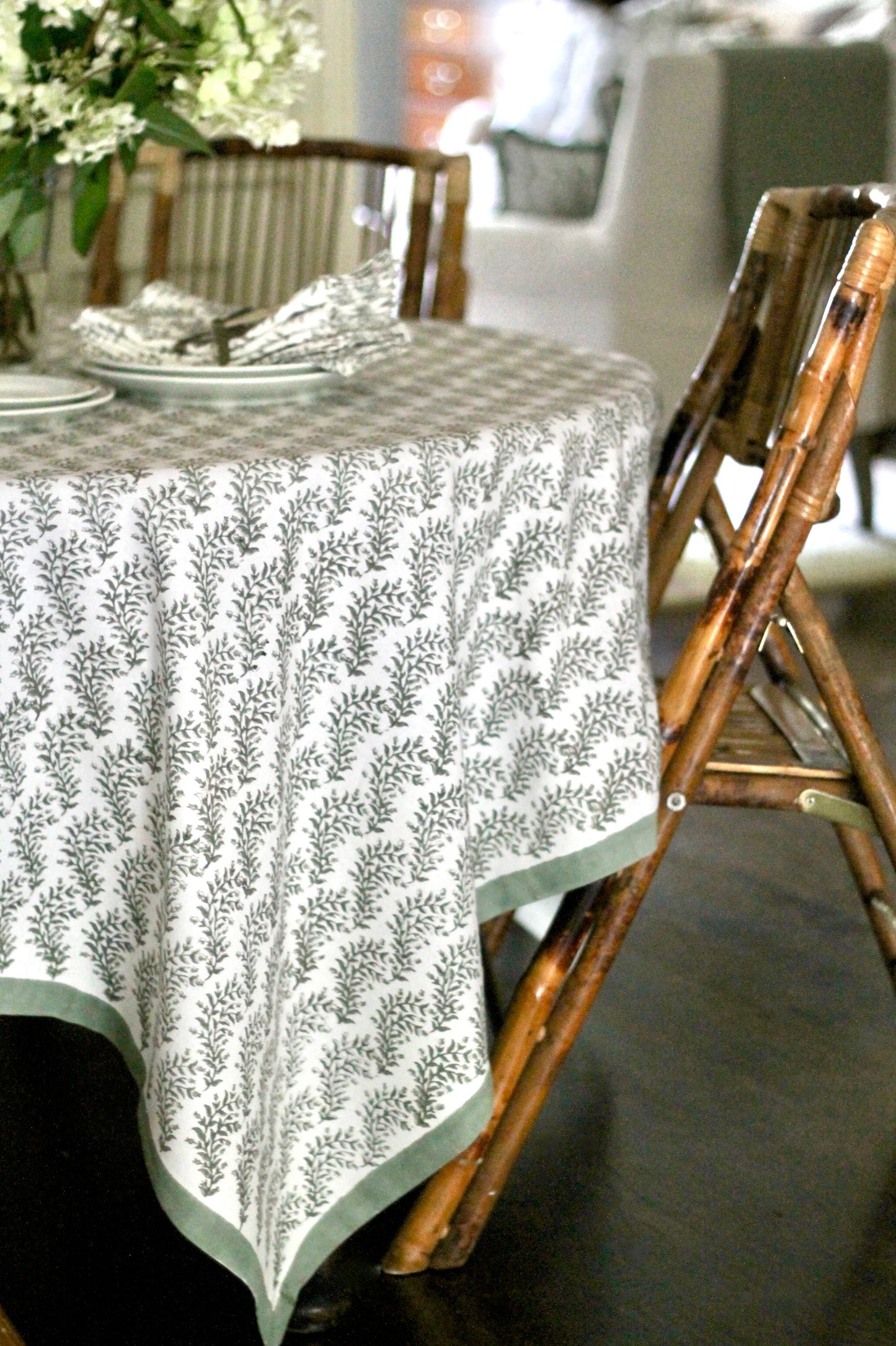 Garland Stripe Tablecloths, Sage