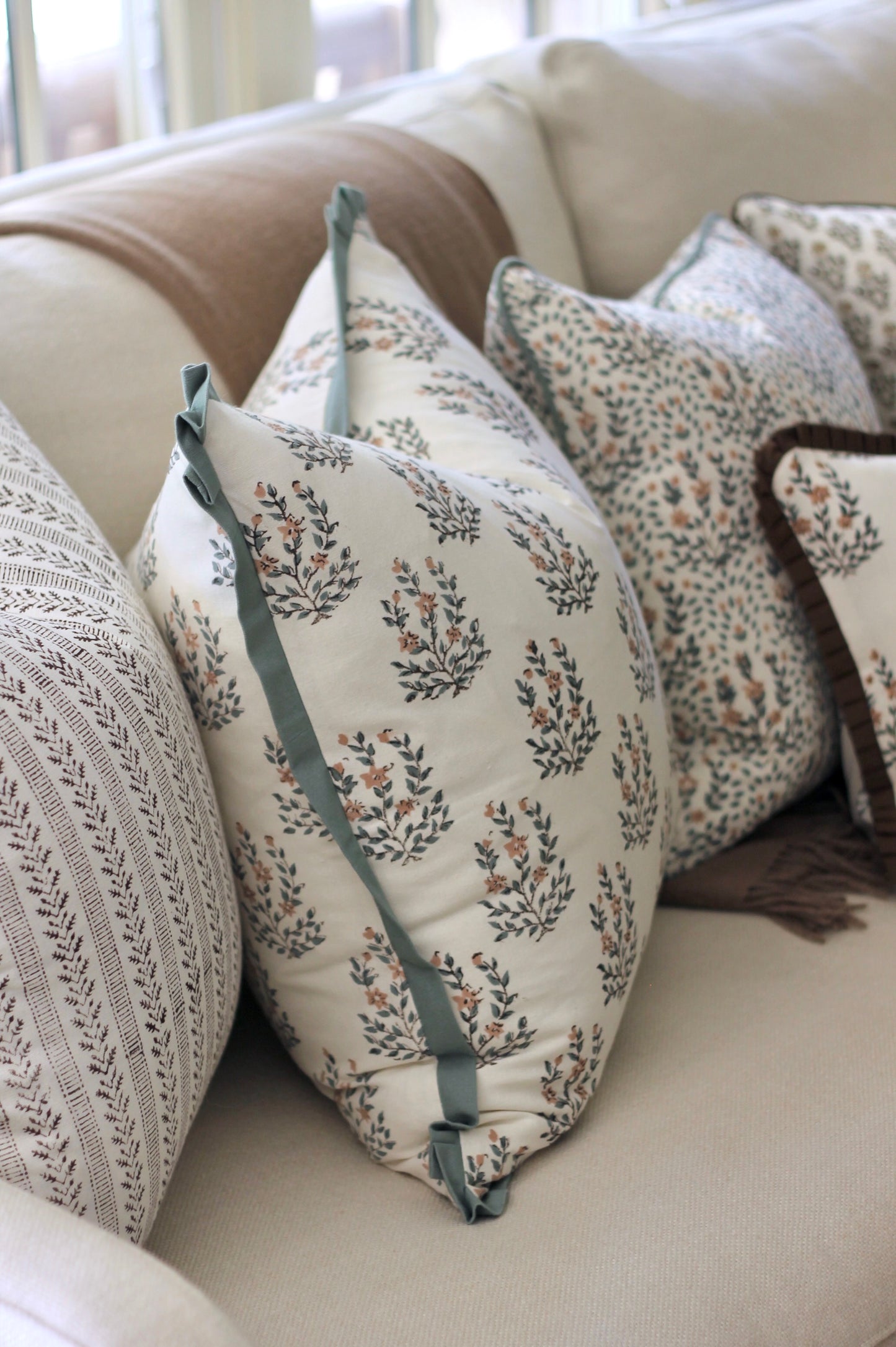 Marcella Pillow Covers | Green Flange