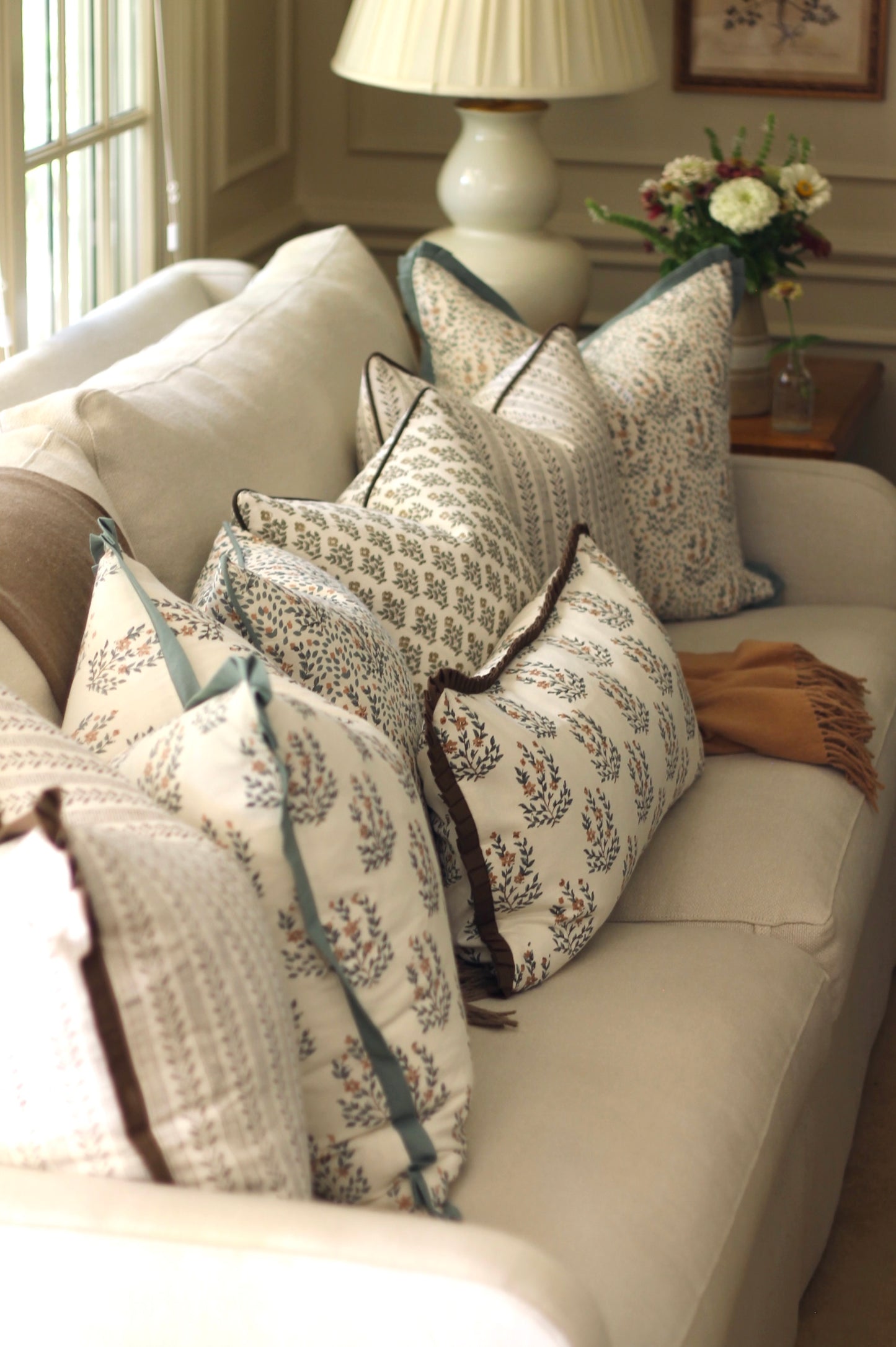 Marcella Pillow Covers | Green Flange