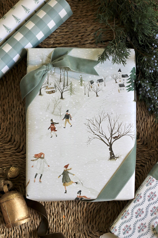 Ice Skating Scene Wrapping Paper