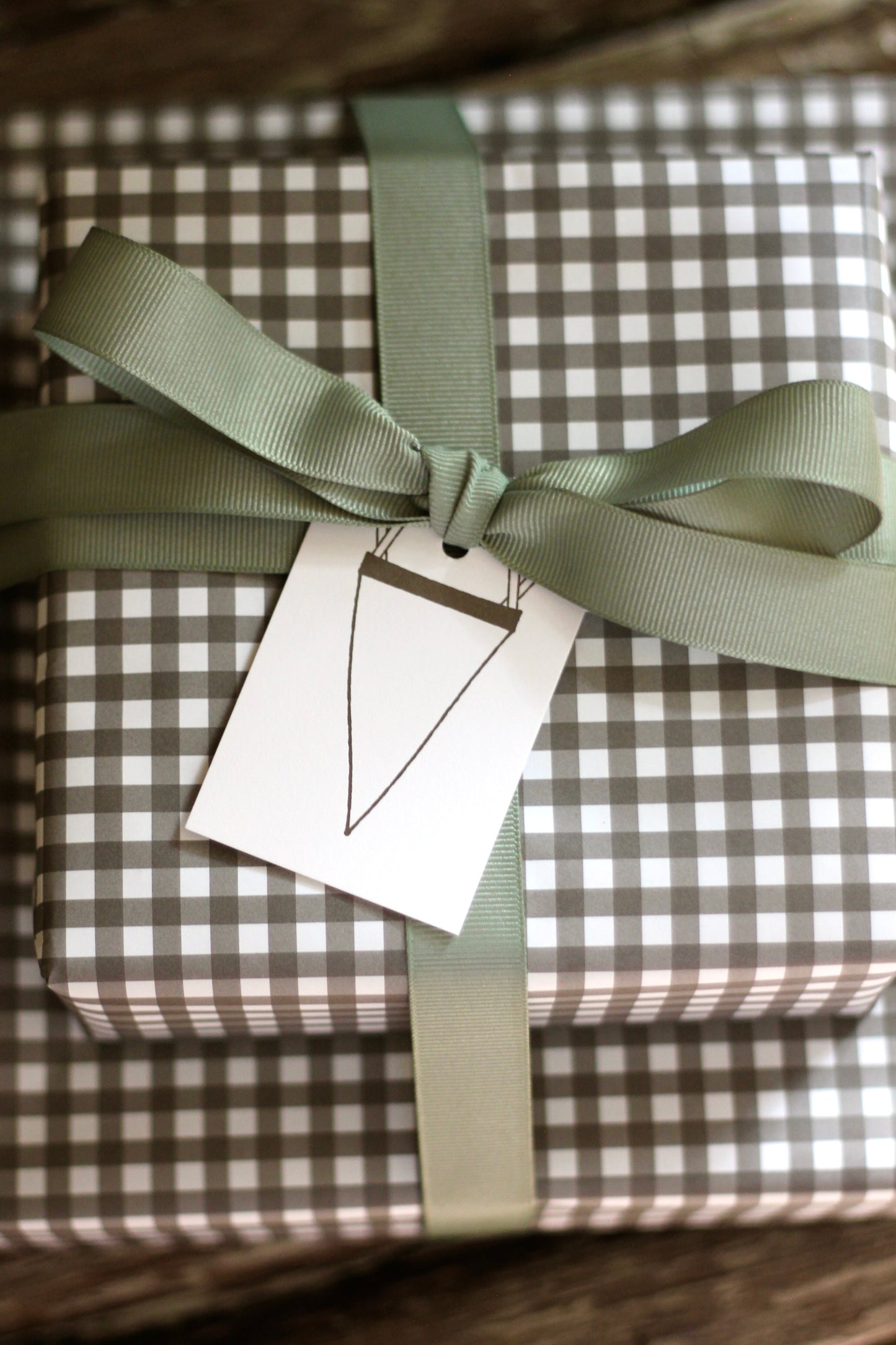 "Henry" Chocolate Gingham Wrapping Paper