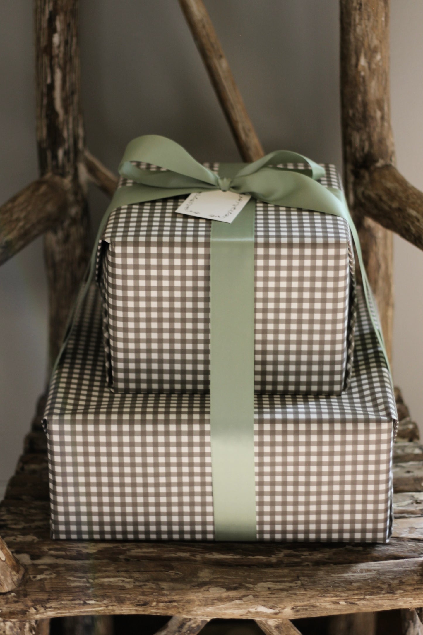 "Henry" Chocolate Gingham Wrapping Paper