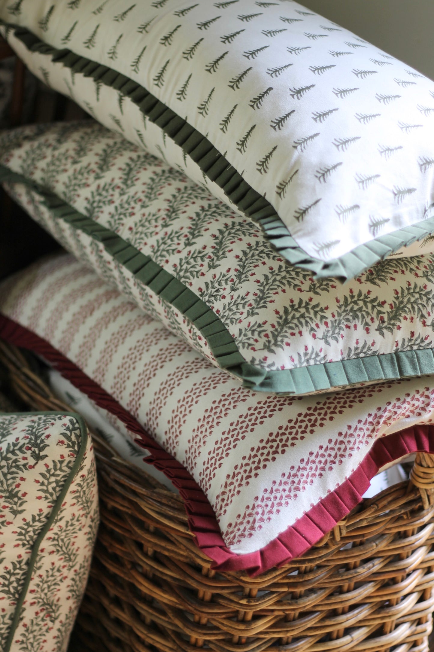 Green Tree Pillows with Green Flange