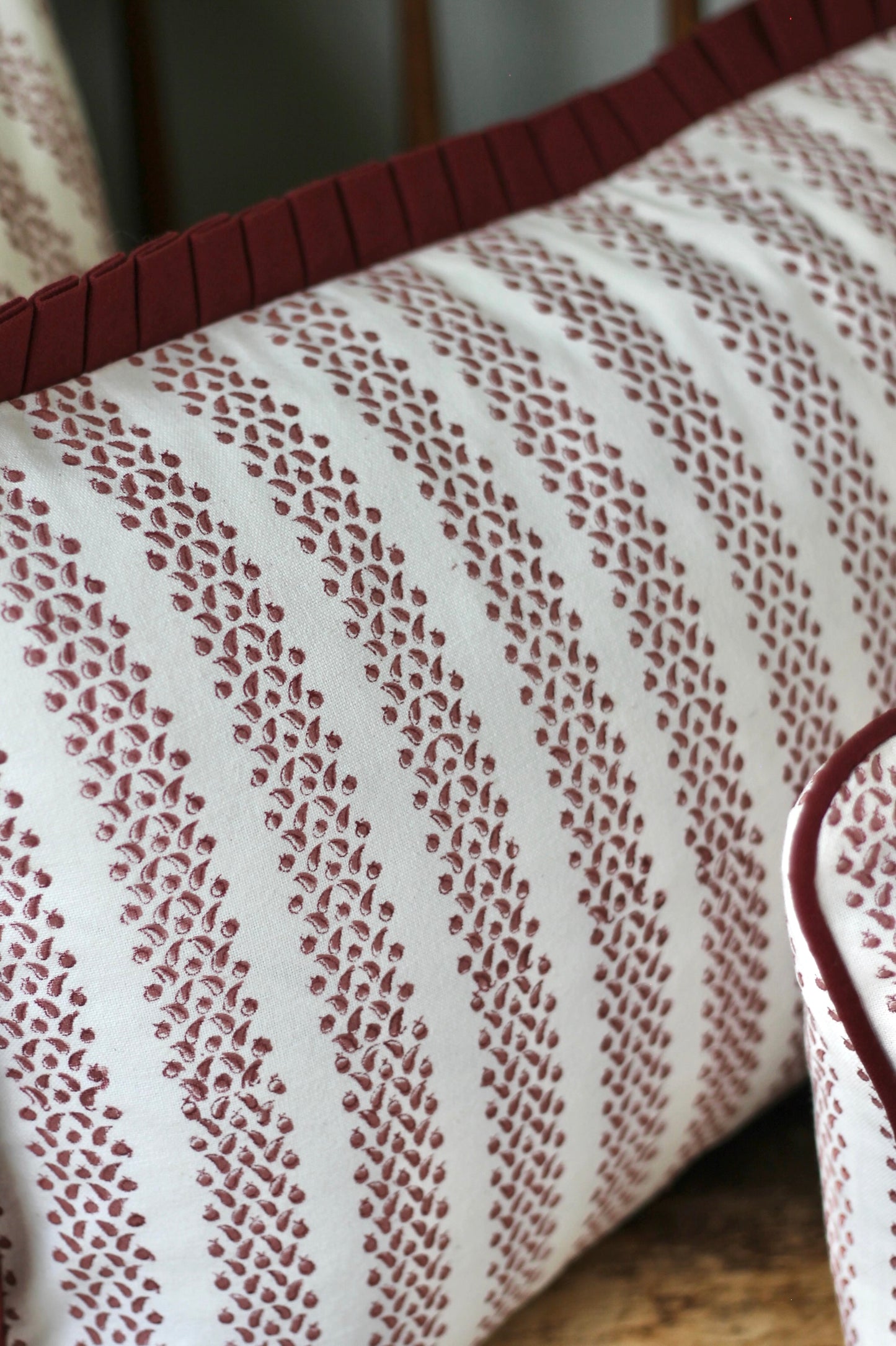 Berry Stripe in Red Pillow Covers | Red Trim