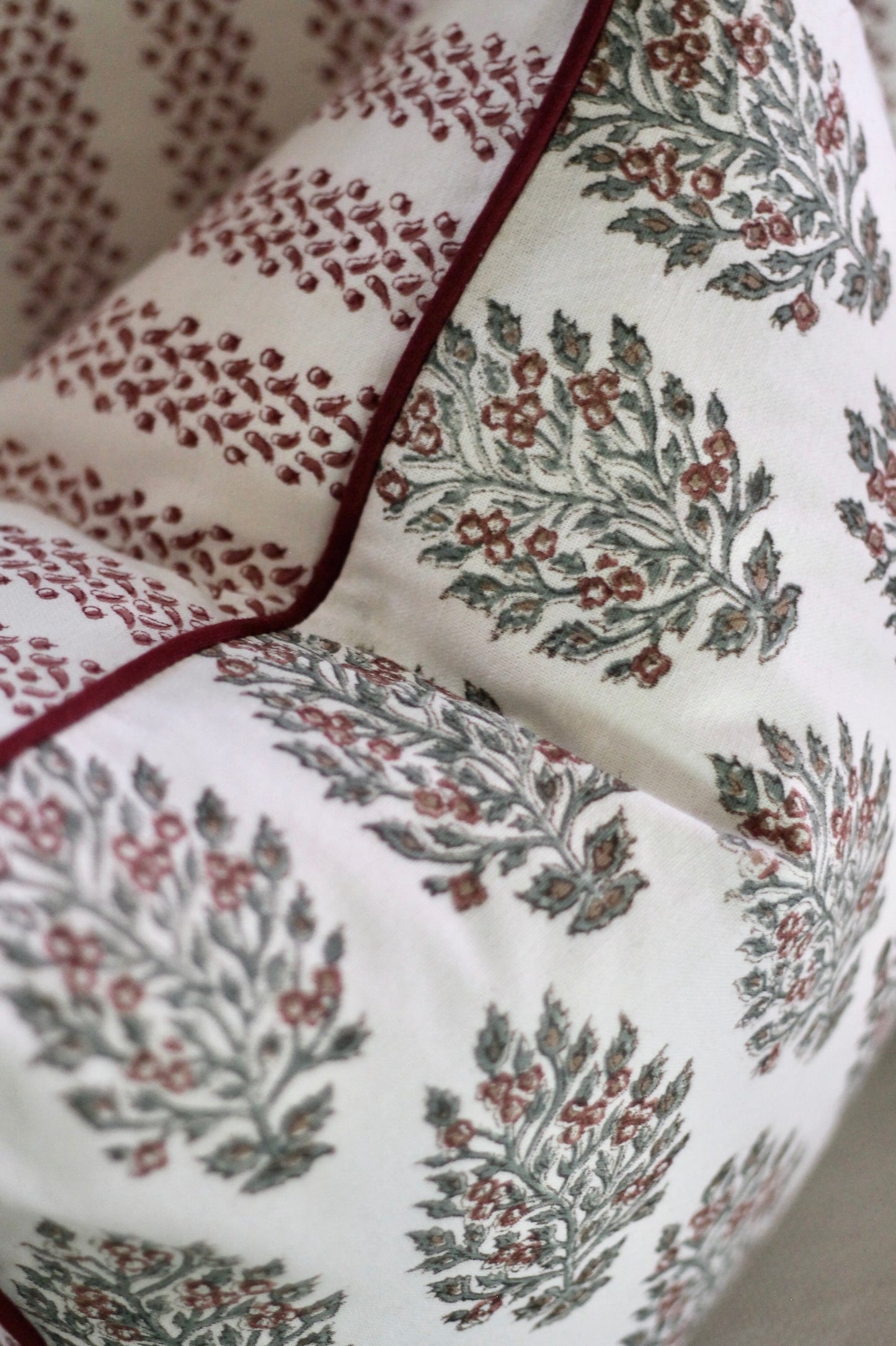 Hydrangea in Red & Berry Stripe Reversible Petite Pillows