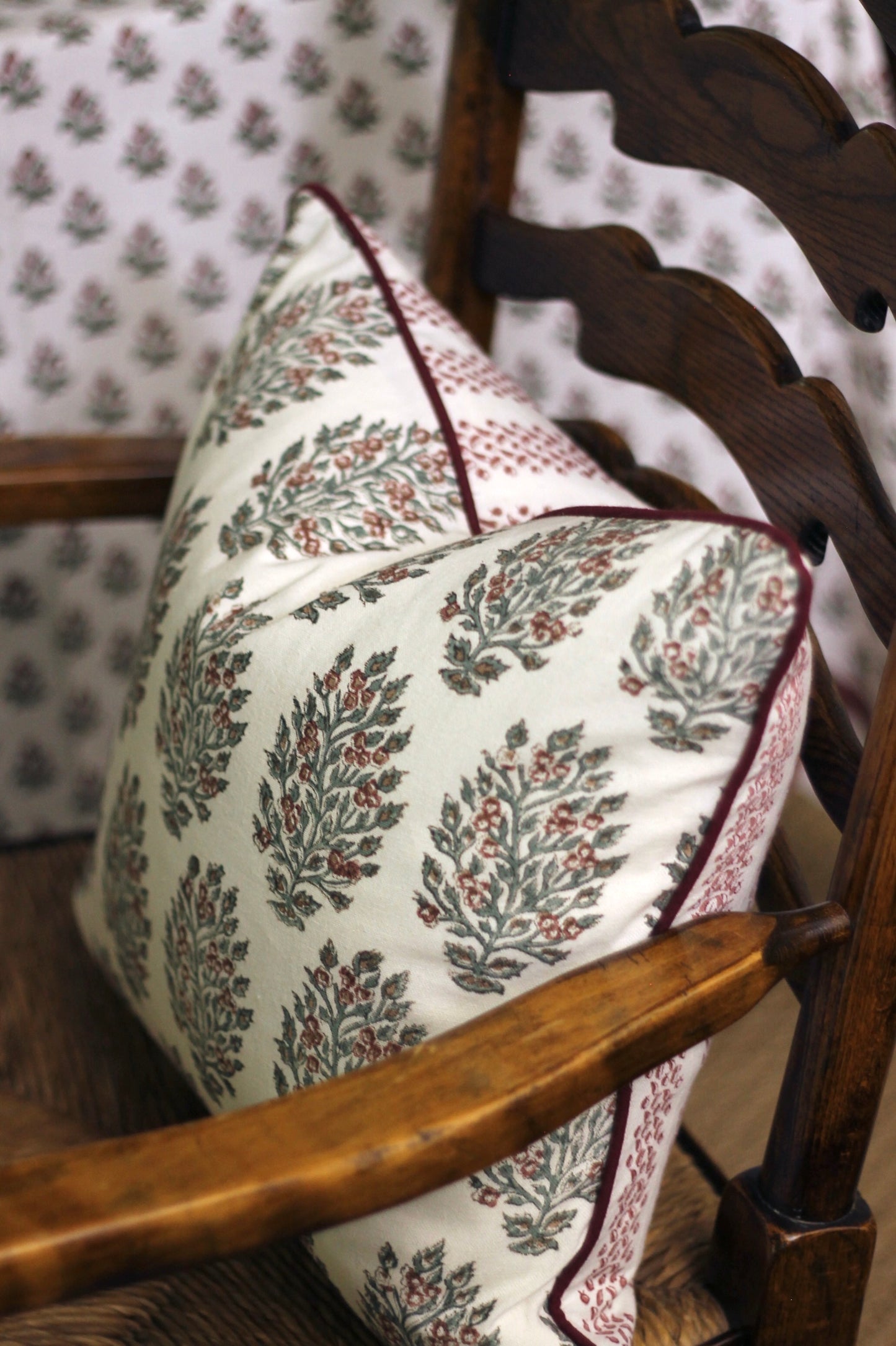 Hydrangea in Red & Berry Stripe Reversible Petite Pillows