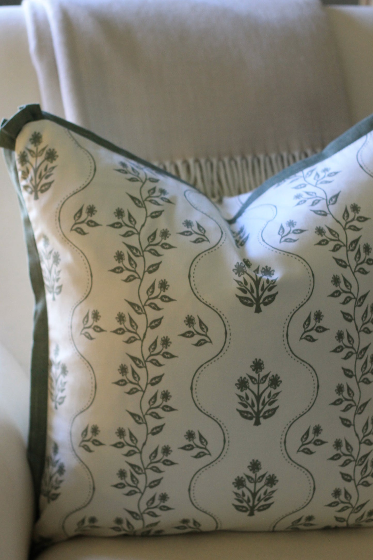 Elizabeth Pillow Covers in Spruce with Spruce Flange | 2 sizes