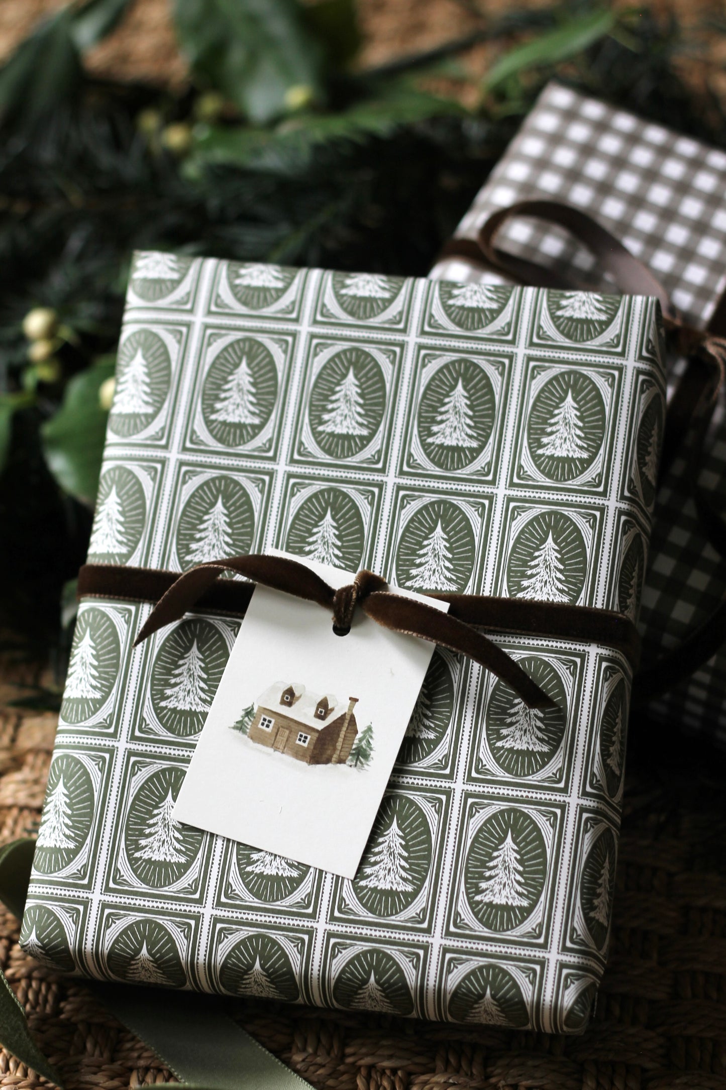 Stamped Tree Wrapping Paper
