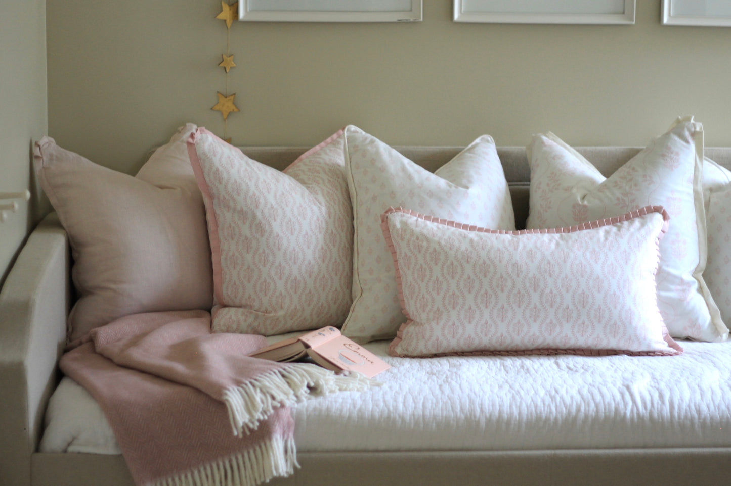 Scallop Dahlia Pillow Cover in Peony with Pink Flange | 3 sizes